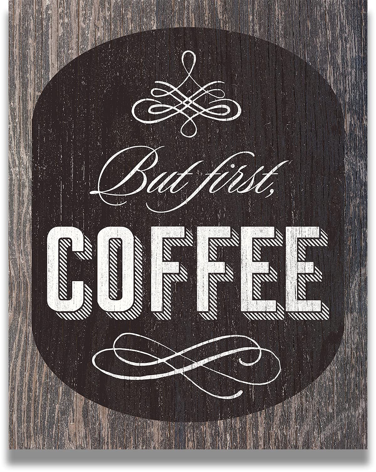 Farmhouse Coffee Bar Decor - Vintage Coffee Wall Art Sign for Kitchen - 11x14 Photo Paper Printed - Perfect Gift for Coffee Lovers - Ideal for Home, Café & Office Décor