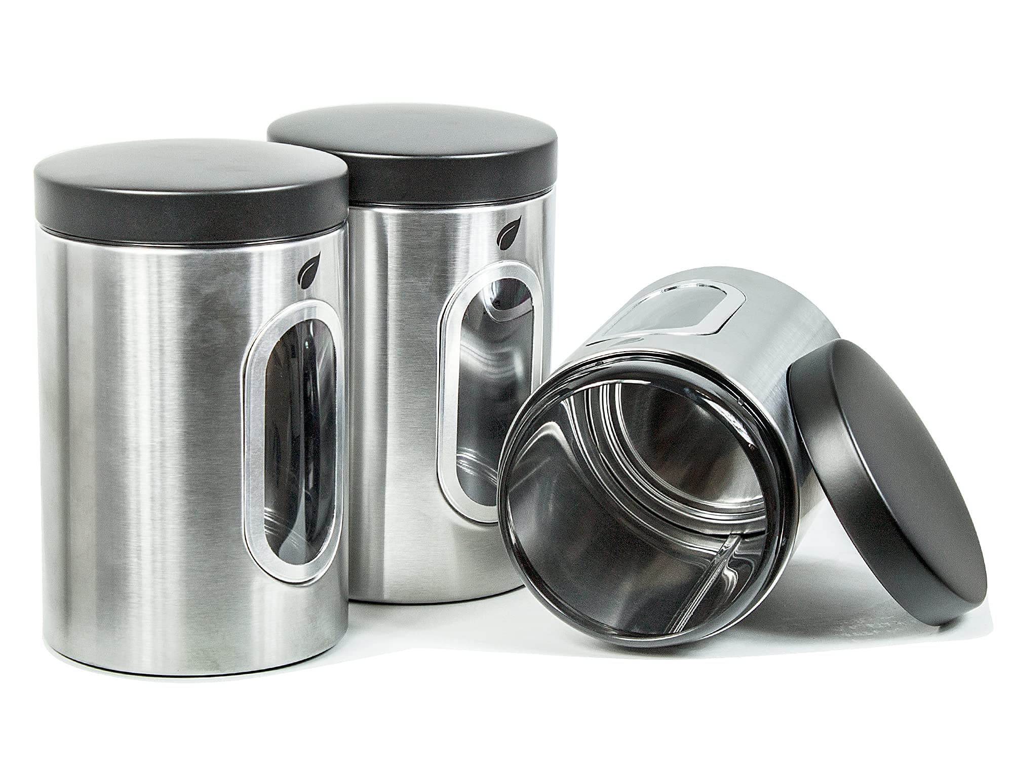Premium Stainless Steel Kitchen Canisters Set of 3 - Airtight Food Storage Containers for Flour, Sugar & Coffee | Modern Home Decor & Wedding Gift Idea | Durable & Rust-Proof for Pantry Organization