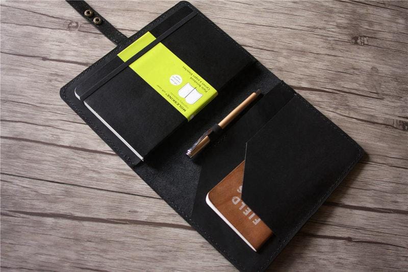 Premium Black Moleskine Notebook Leather Cover - Classic Journal for Writing, Sketching & Note Taking - Perfect for Business, School & Travel Use