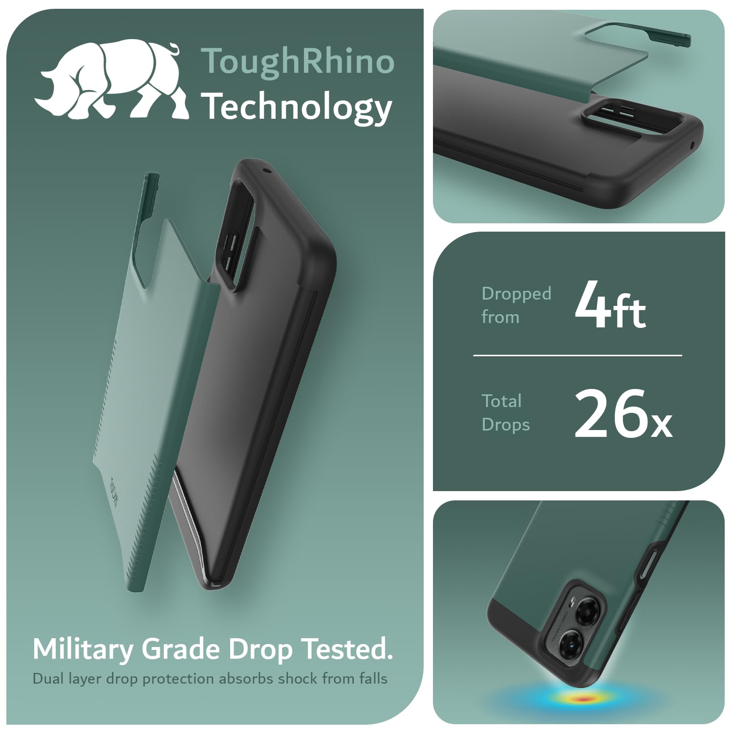 TUDIA Merge Dual Layer Shockproof Military Grade Phone Case for Motorola Moto G 5G (2024) | Slim Non-Slip Heavy Duty Protective Cover in Hunter Green | Perfect for Outdoor Activities, Work & Daily Use