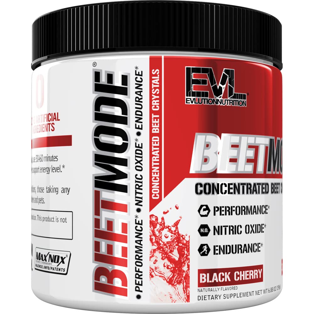 EVLution Nutrition BeetMode Pre-Workout Powder - Black Cherry Flavor (195g) | Natural Energy & Endurance Booster for Athletes & Fitness Enthusiasts