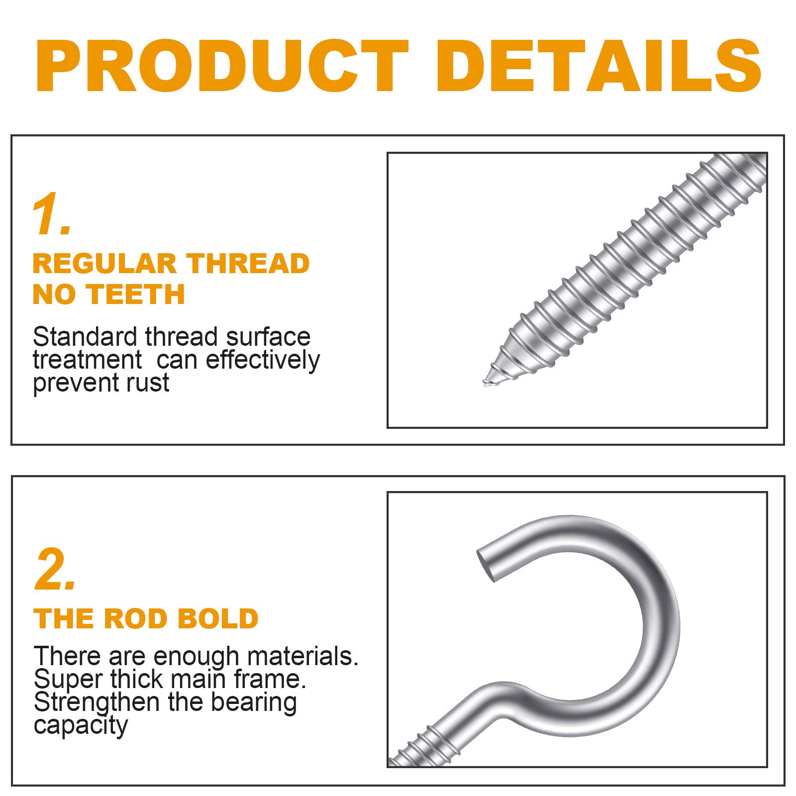 12-Pack Heavy Duty 304 Stainless Steel Screw Eye Hooks (3.2 Inch) - Rustproof Self-Tapping Screws for Hammock Stands, Yoga Swings, Brazilian Hammocks, Swing Chairs - Indoor & Outdoor Use in Gardens, Patios, Backyards