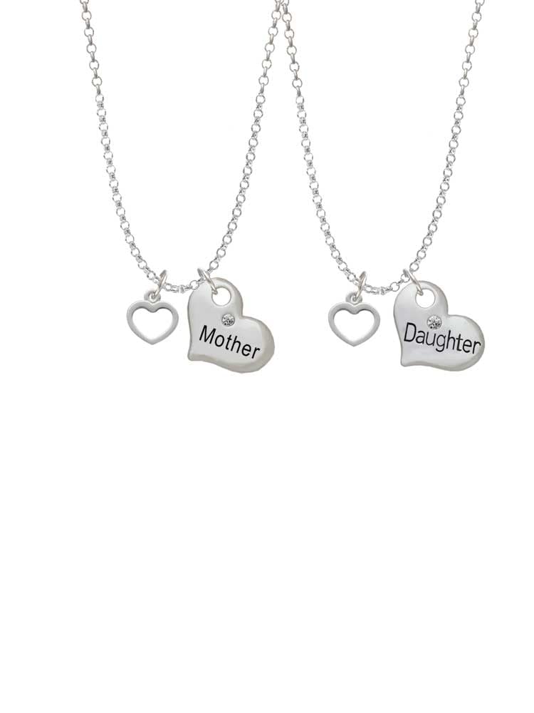Delight Jewelry Silvertone Mini Outline Heart Mother Daughter Necklace Set (2 Pcs) - 19
