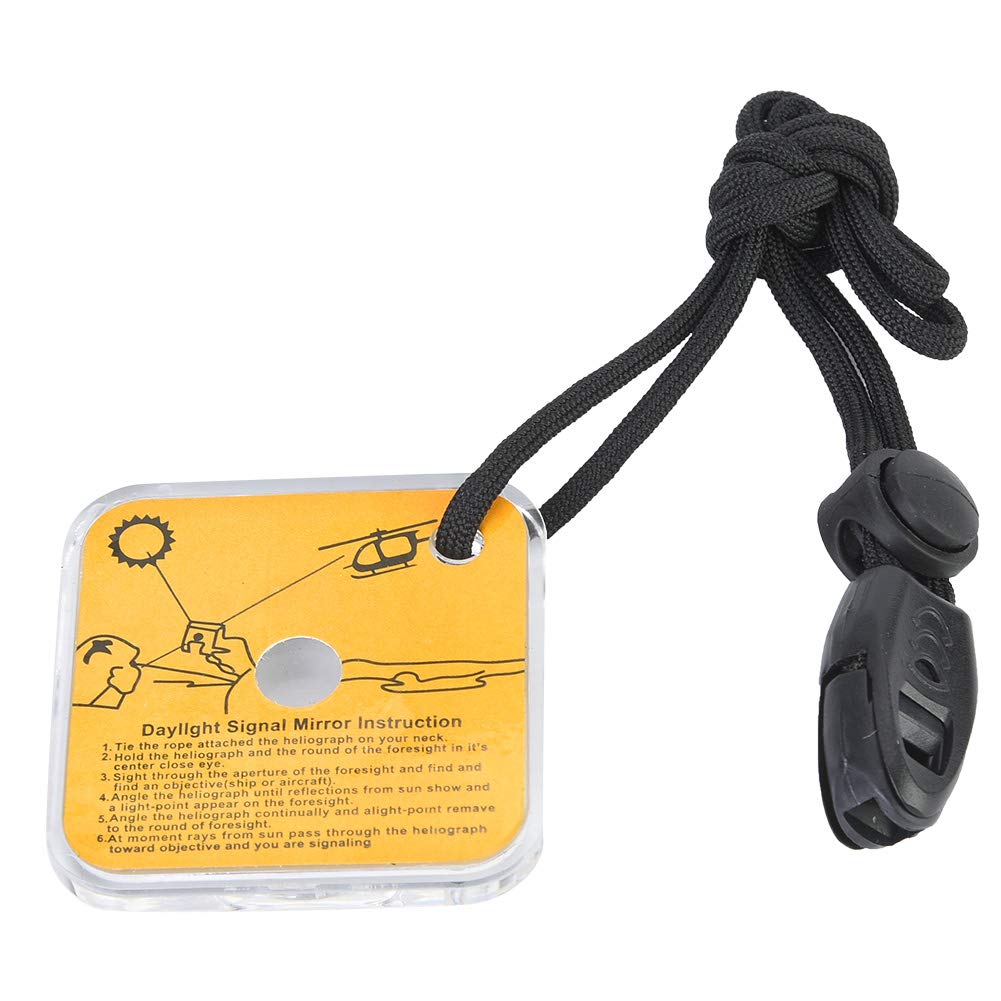 Demeras Survival Reflector Mirror - 2-in-1 Acrylic Safety Mirror with Lanyard & Emergency Whistle for Outdoor Adventures, Hiking, Camping & Emergency Signaling