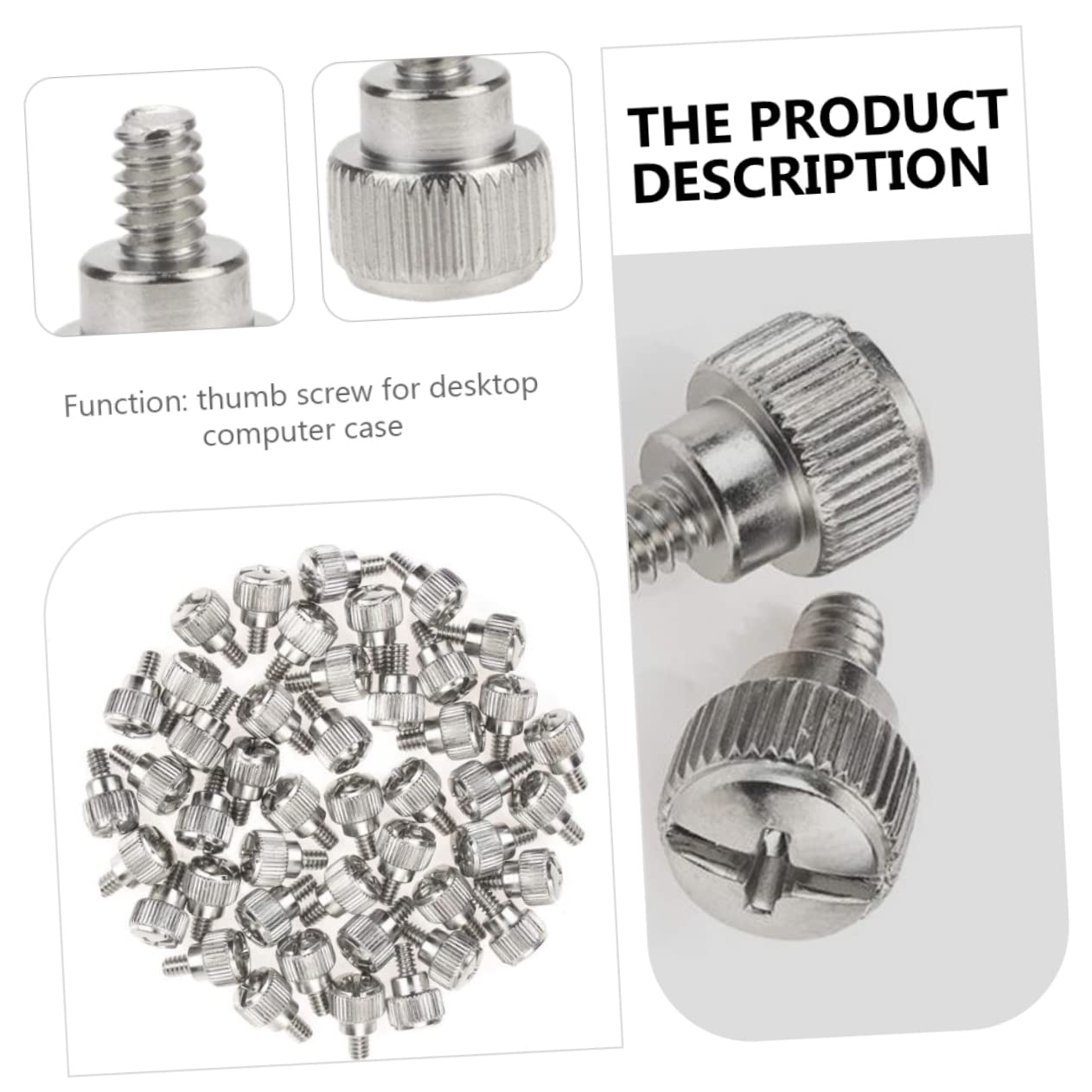 100pcs Silver Computer Case Screws - Chassis Fixing Knob Grip Screws for Easy Hand Installation | PC Building & Repair Accessories | Ideal for DIY Computer Assembly and Hardware Maintenance