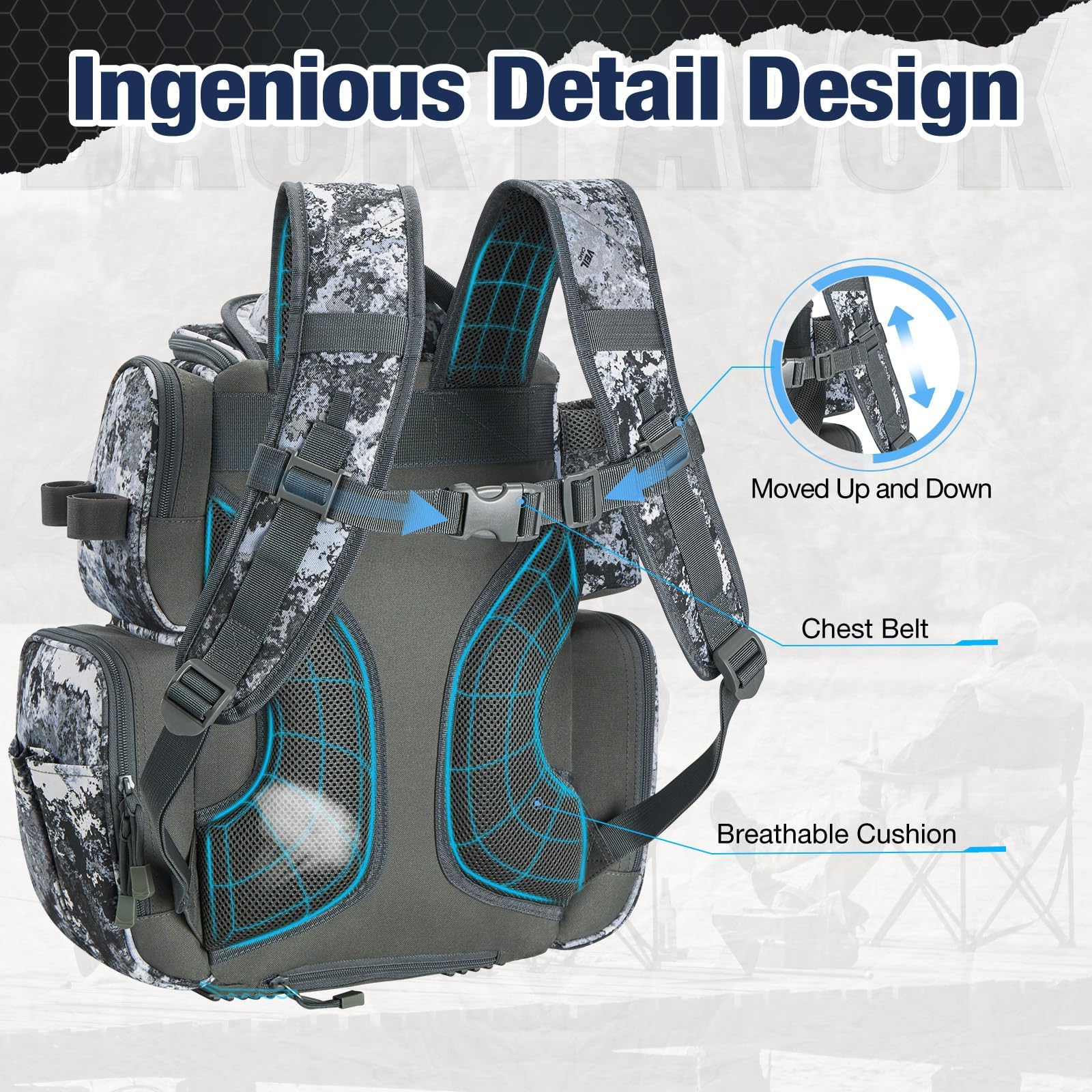 Piscifun Fishing Tackle Backpack with 4 Removable Trays - Large Waterproof Fishing Gear Storage Bag with Rain Cover - Perfect for Bass, Trout & Saltwater Fishing Trips