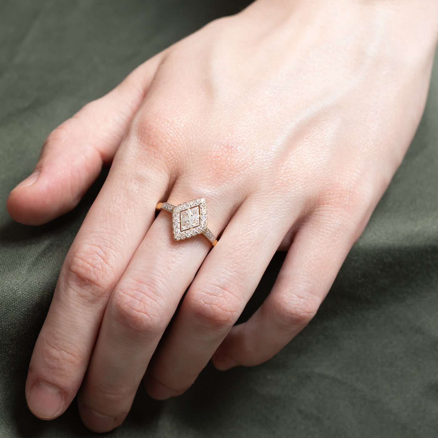 0.28ctw Diamond Rhombus Shaped Ring - Size 9 | Elegant Geometric Jewelry for Women | Perfect for Weddings, Anniversaries & Special Occasions