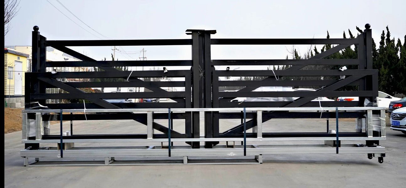 20 FT Heavy Duty Wrought Iron Farm Driveway Gate - Model TM18NCB | Durable Entry Gate for Ranch, Farm & Rural Properties | Perfect for Security & Property Access Control