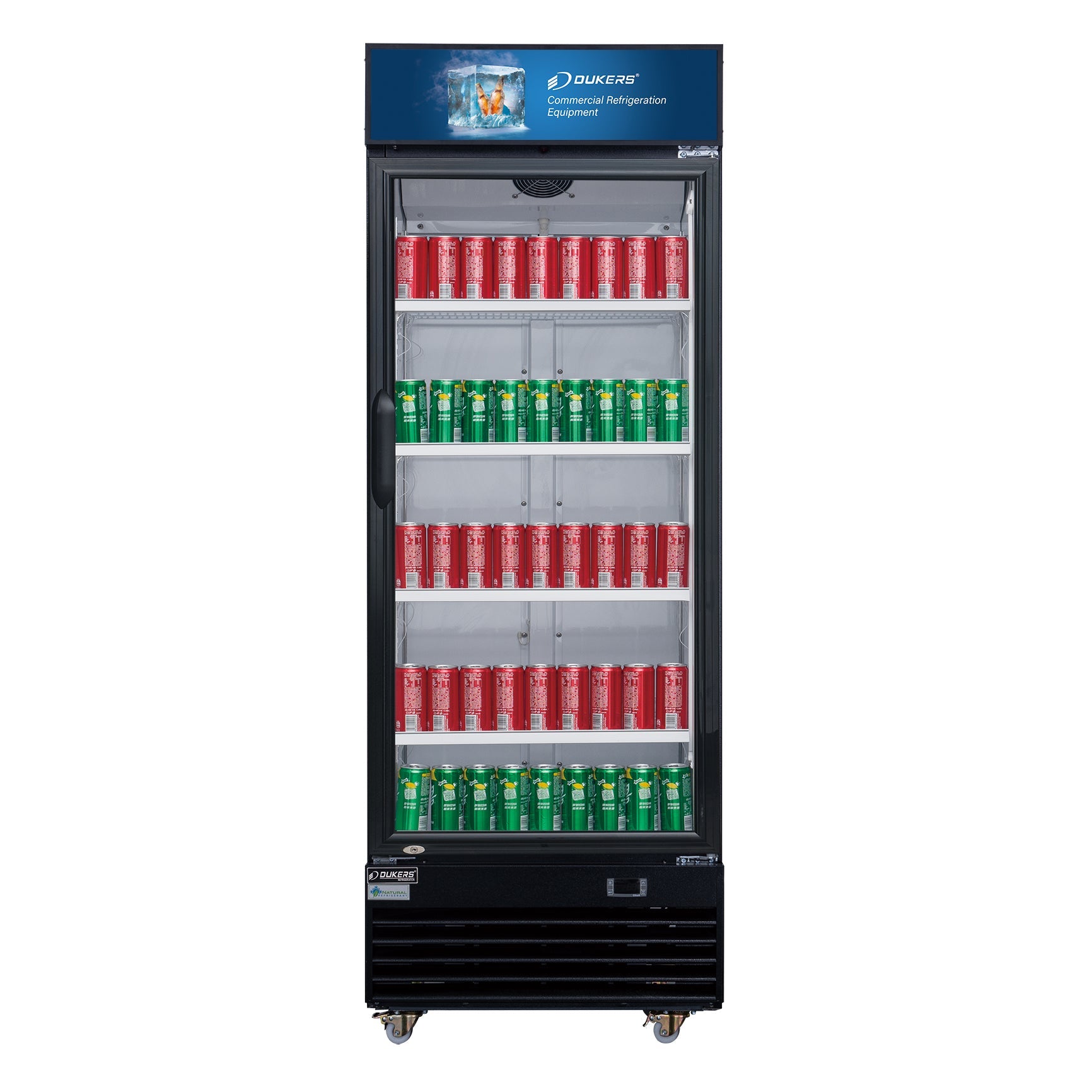 Dukers LG 430 Commercial Single Swing Door Glass Merchandiser Refrigerator - Premium Display Fridge for Restaurants, Cafes & Retail Stores - Perfect for Showcasing Beverages, Desserts & Perishable Goods