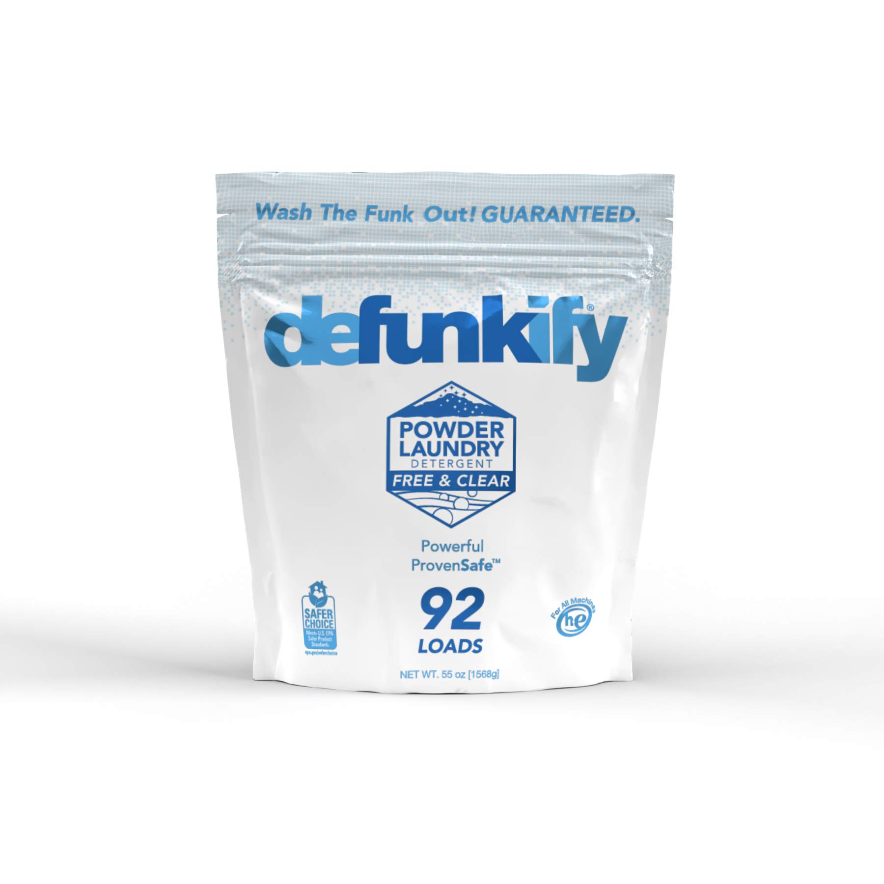 Free & Clear Powder Laundry Detergent for Sensitive Skin - 92 Loads (55oz) | Hypoallergenic, Stain & Odor Remover | Safe for Activewear, Baby Clothes & All Fabrics | Ideal for Gym Wear, Sports Uniforms & Family Laundry