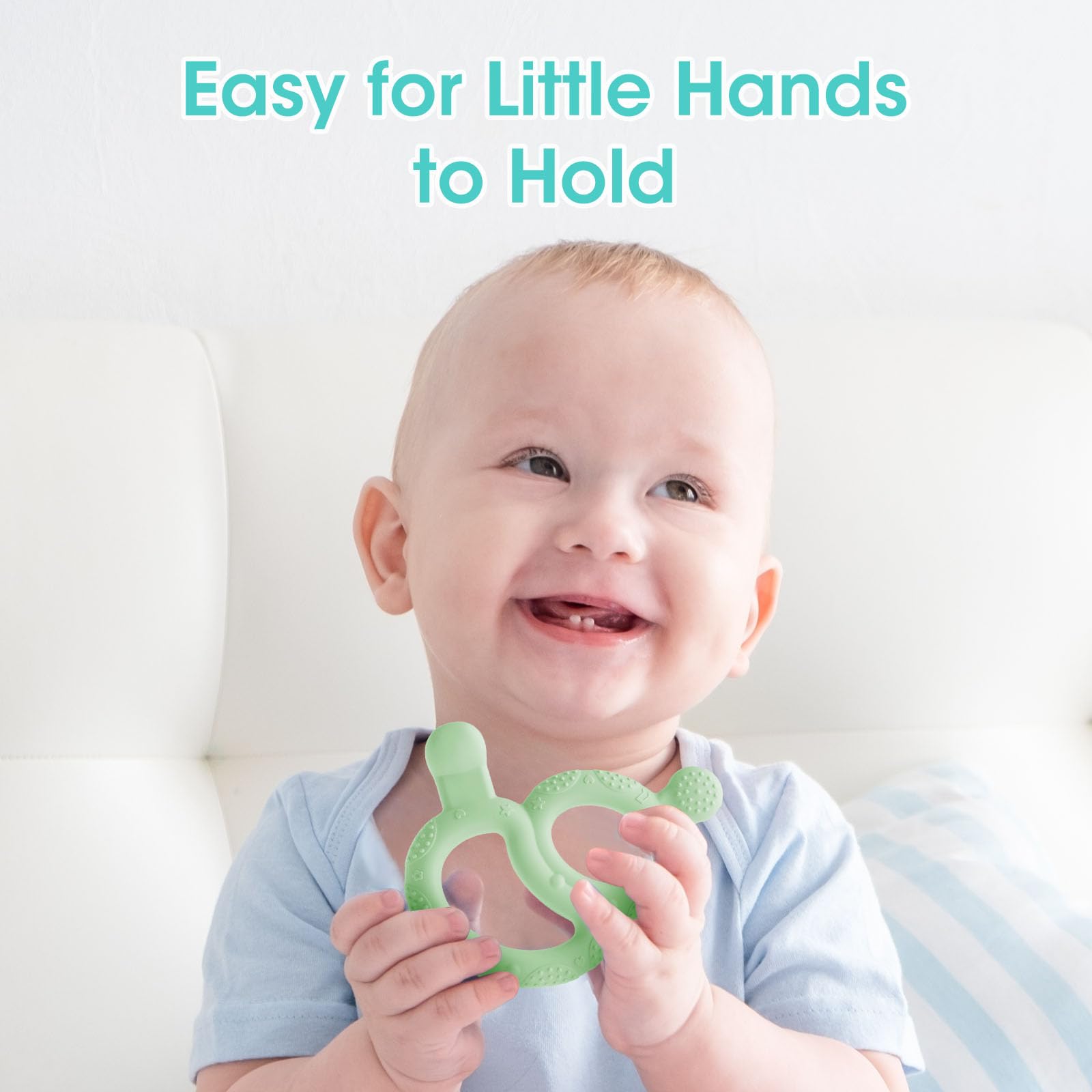3 Pack BPA-Free Silicone Baby Teething Toys for Infants 3-12 Months - Soft Dual Textured Teether Rings & Nipple for Soothing Sore Gums, Sensory Chew Toys for Boys & Girls - Perfect for Home, Travel & Daycare Use