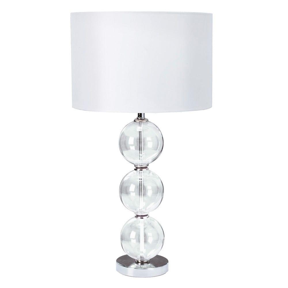 Bliss Glass Ball Stacked Table Lamp with White Shade - Modern Home Decor for Bedroom, Living Room & Office Lighting