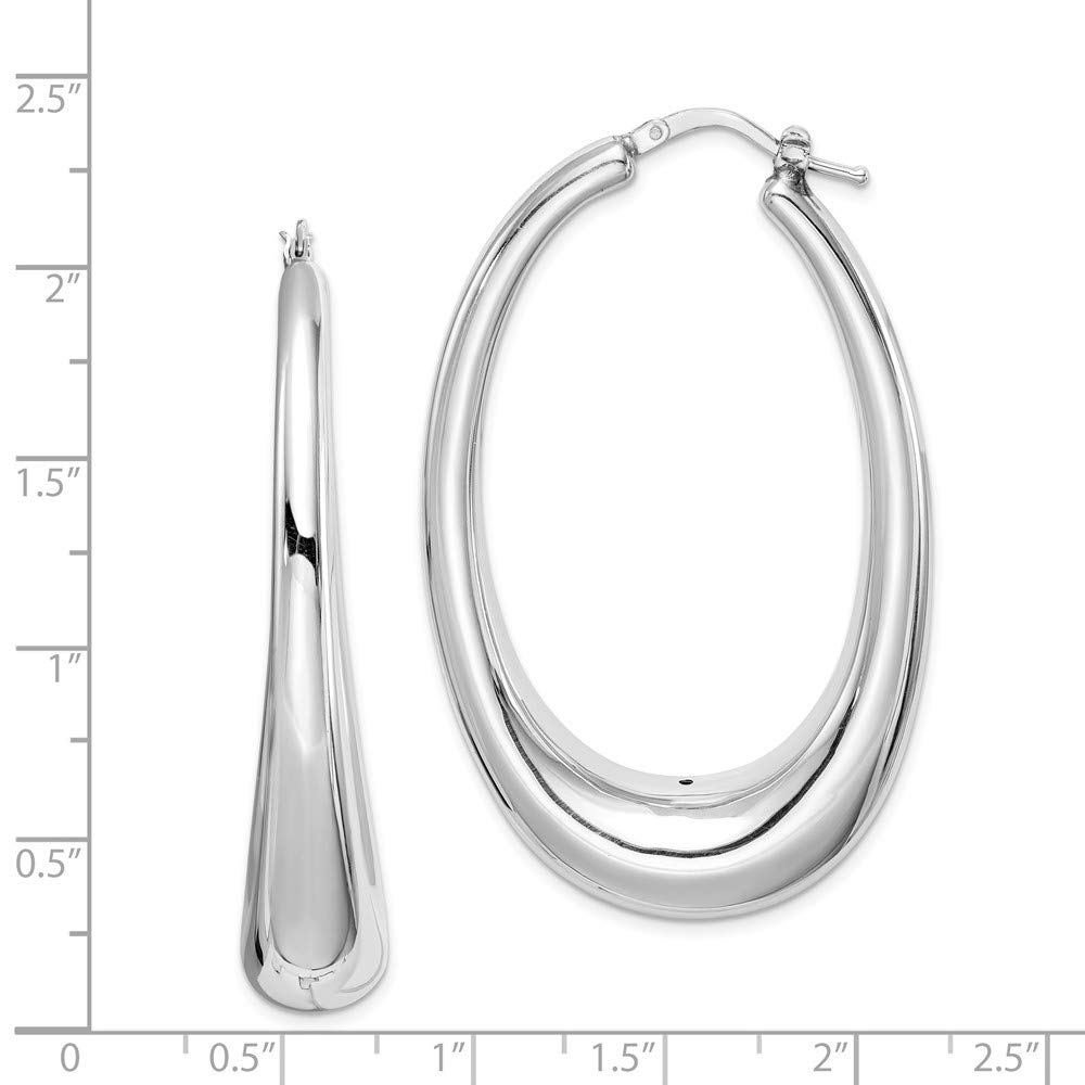 Sterling Silver Rhodium Plated Hollow Hoop Earrings for Women - Elegant Polished Dangle Hoops for Everyday Wear, Parties & Special Occasions