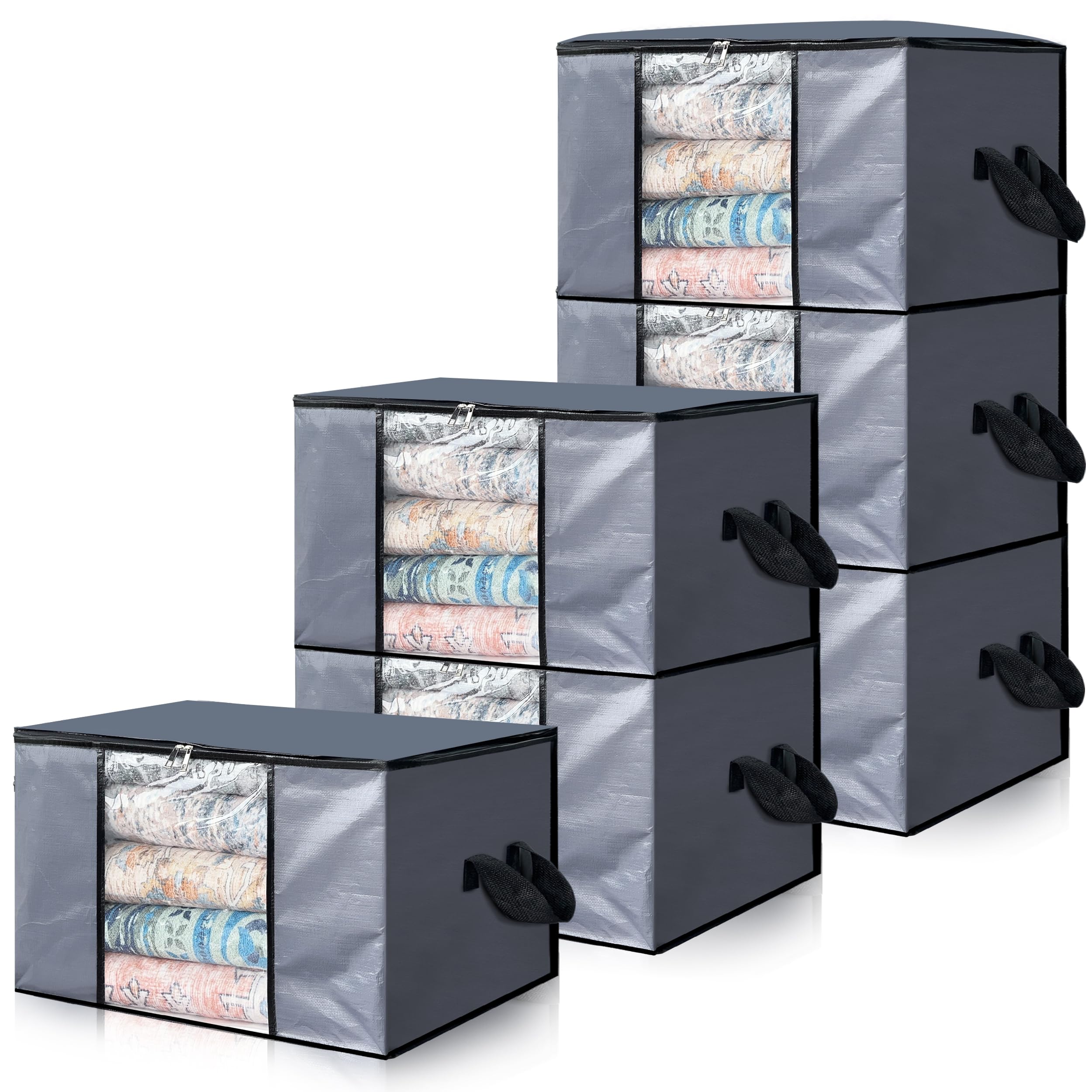 6 Pack 90L Heavy Duty Moving Bags with Reinforced Handles - Space Saving Storage for Moving & Travel