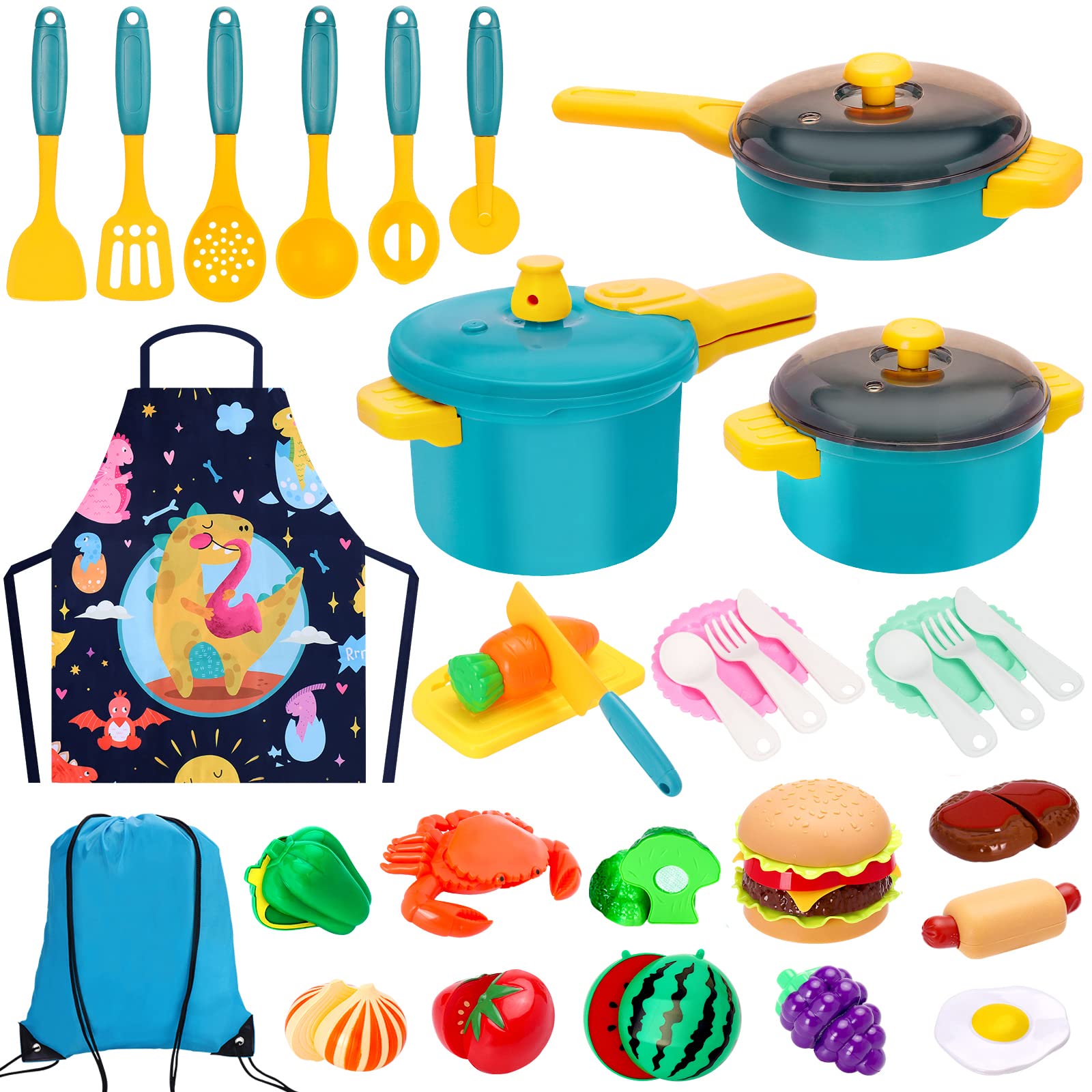 **Kids Pretend Play Kitchen Set - 30-Piece Toy Pots, Pans, Utensils & Fake Food for Toddlers & Preschoolers - Educational Cooking Toys for Boys & Girls - Perfect Gift for Birthday & Christmas (Indoor/Outdoor Play, Role-Playing, Learning Fun)**