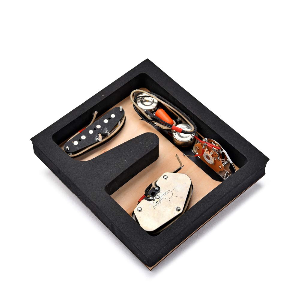6-String Saddle Bridge Plate with 3-Way Switch & Volume Control for Telecaster Electric Guitar - Black & White Reliefs | Includes Neck Pickup | Perfect for Guitar Upgrades & DIY Repairs