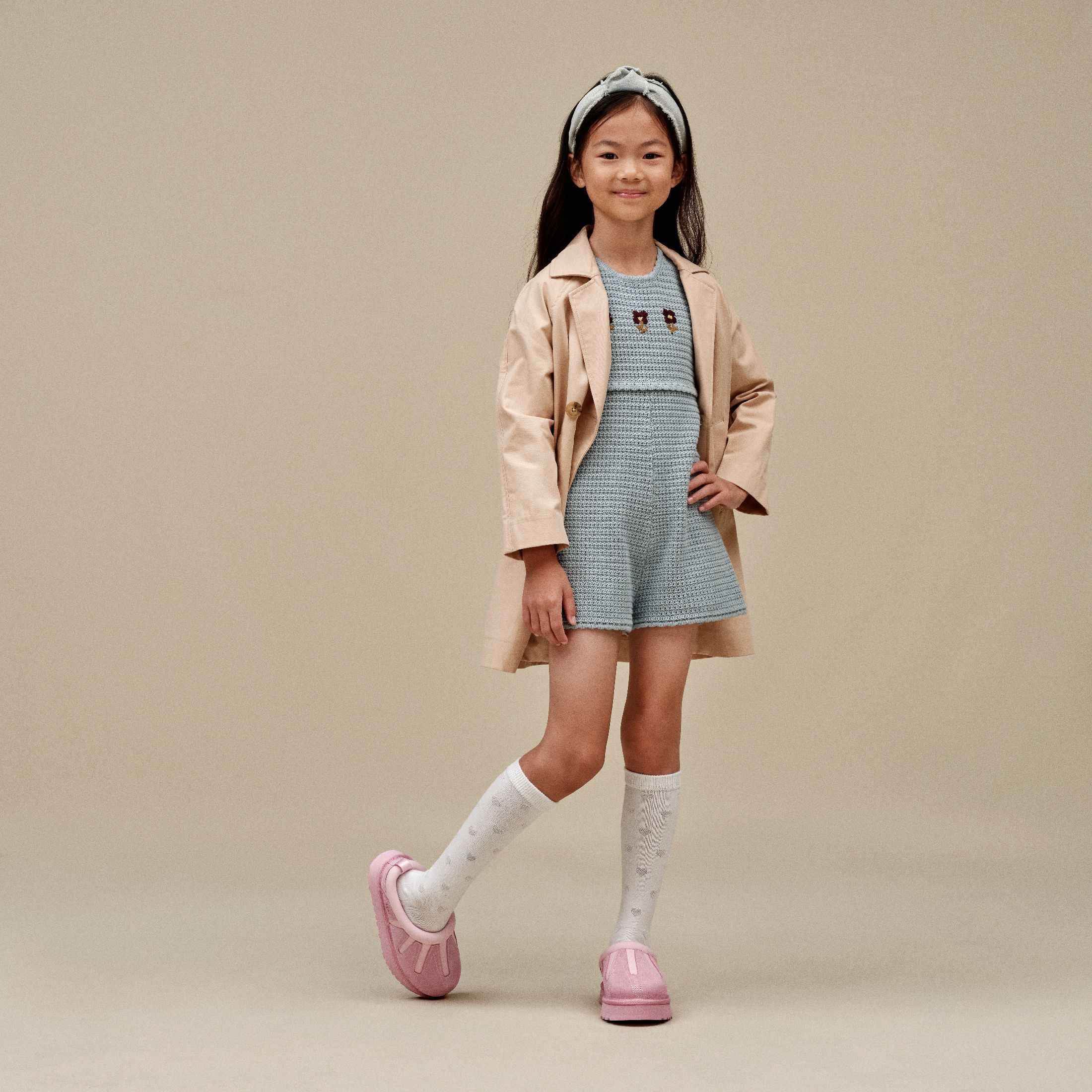 UGG Kid's Tazz Sunwave Slippers - Cozy Fuzzy House Shoes for Boys & Girls - Perfect for Indoor Comfort, Playtime & Winter Warmth