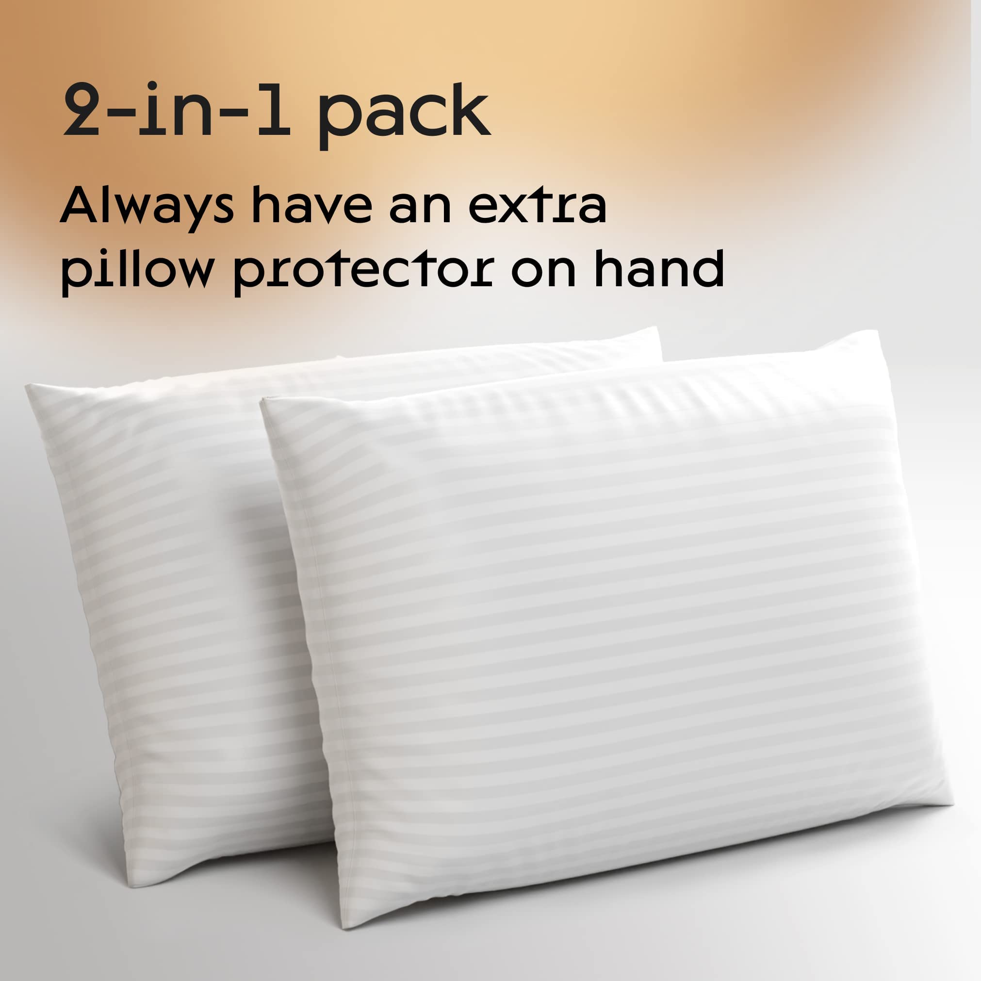 Queen Size Pillow Protectors (Set of 2) - Waterproof & Dustproof for Bedroom Use