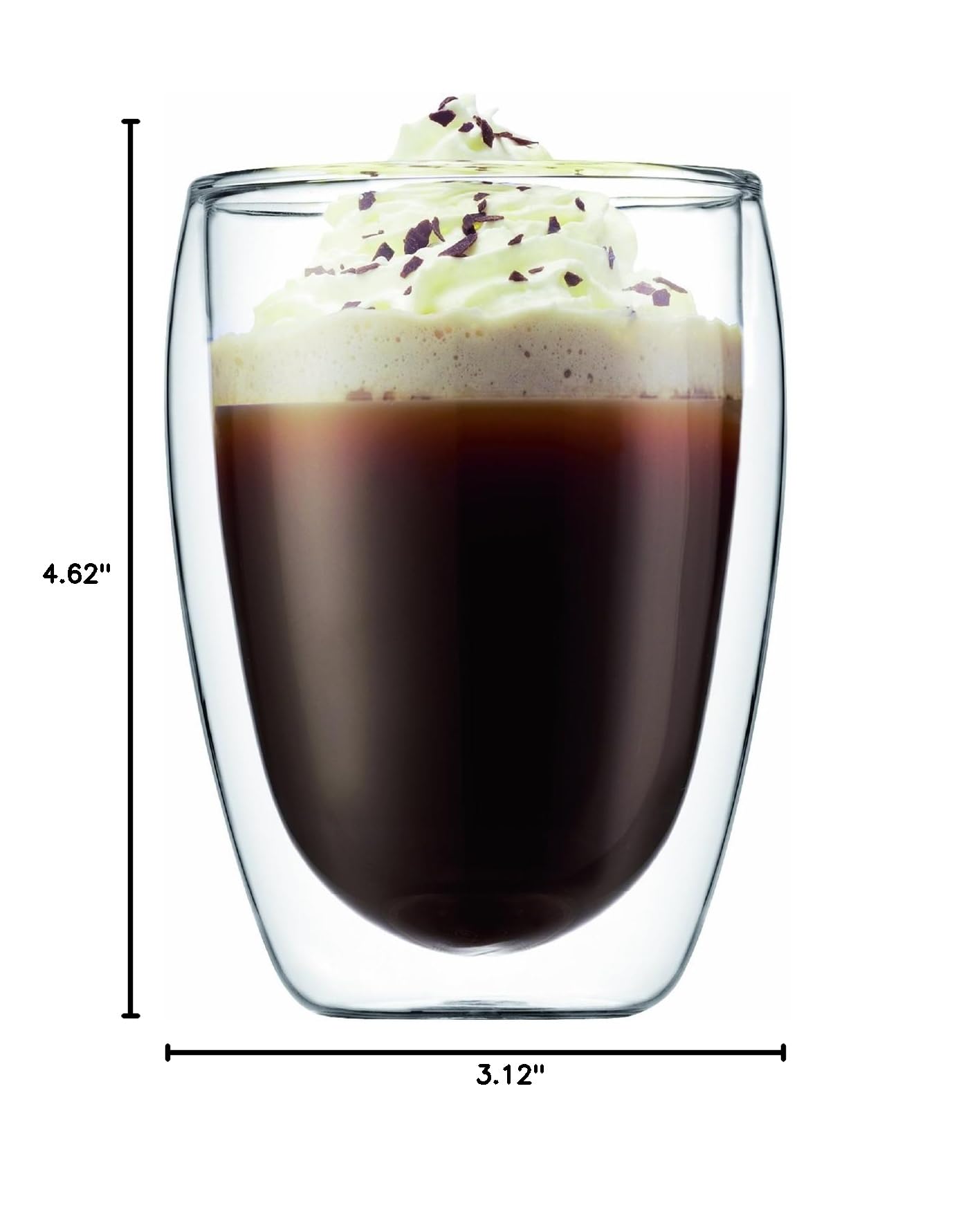 Bodum Pavina 12-Oz Double Wall Insulated Glass Set of 2 - Shatterproof Coffee & Beer Cups for Hot & Cold Drinks - Perfect for Home, Office, and Outdoor Use