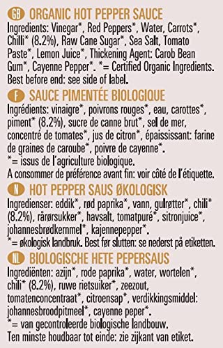Biona Organic Hot Pepper Sauce - 140ml (3 Pack) | Gluten-Free, Vegan, Non-GMO | Perfect for Tacos, Wings & BBQ