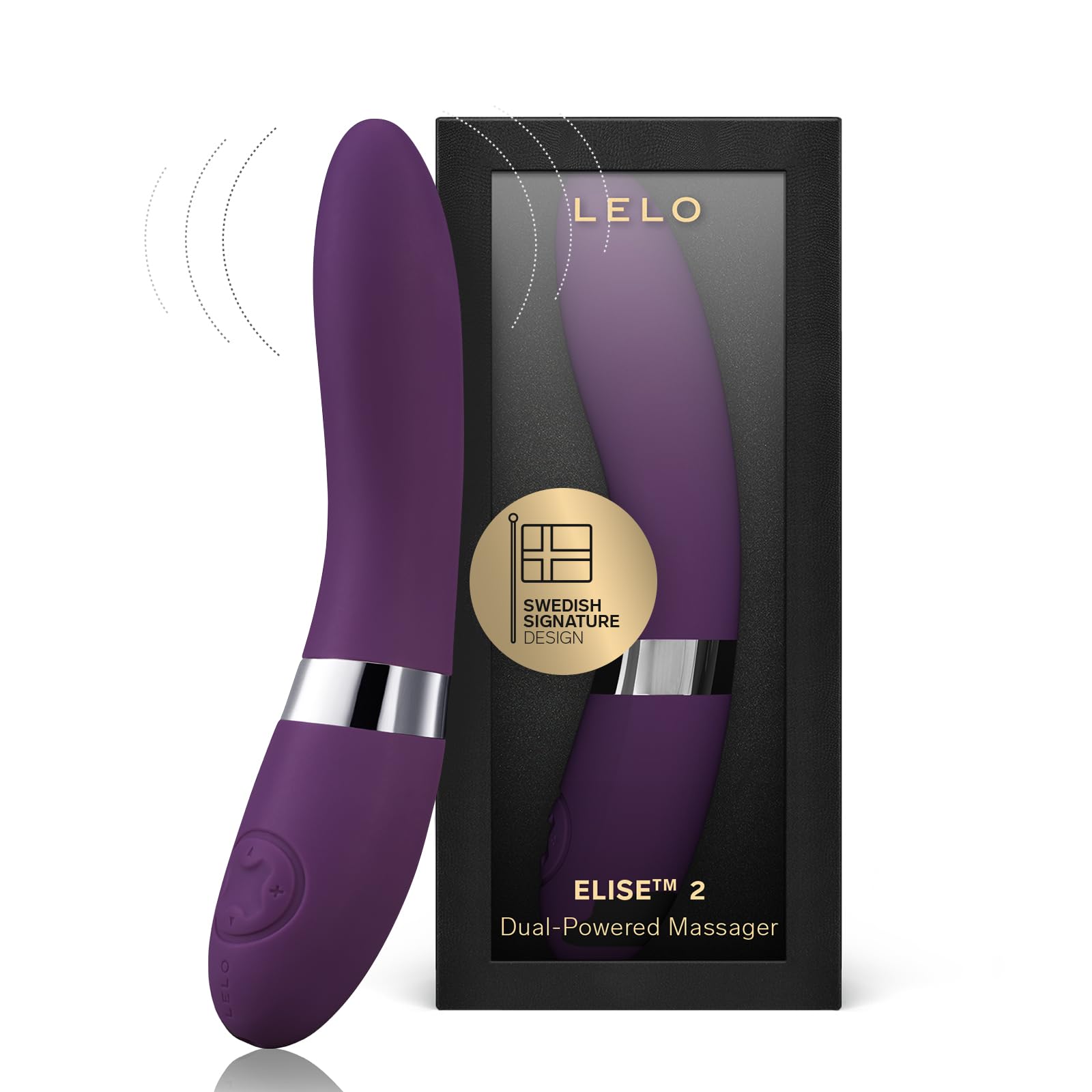 LELO Elise 2 G Spot Vibrator - Dual Motor Waterproof Sex Toy for Women - Powerful Clitoral & G-Spot Stimulation - Perfect for Solo Play & Couples Intimacy - Luxury Plum Purple Adult Toy