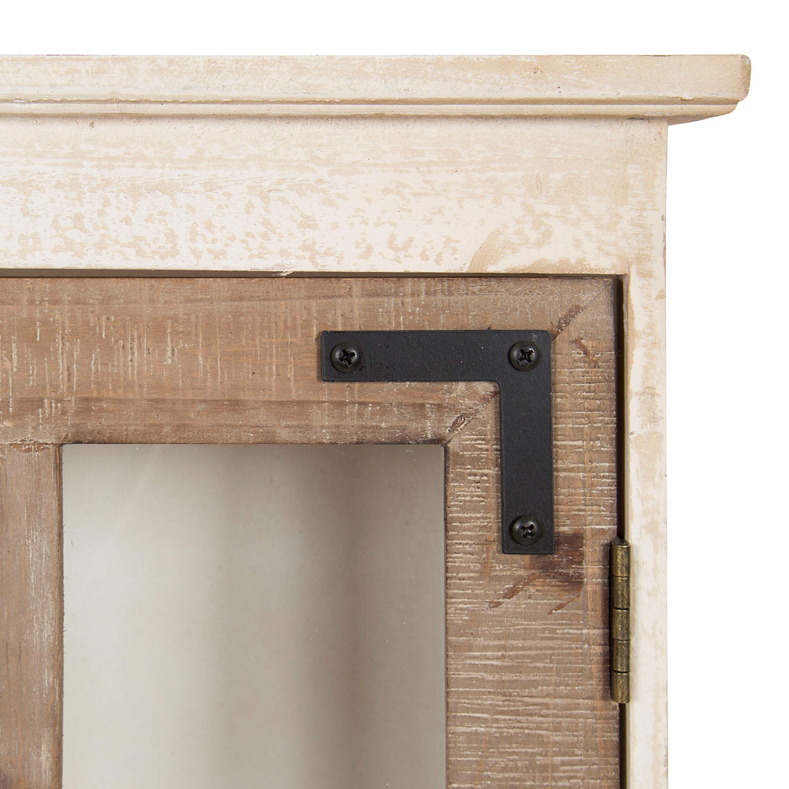 Kate & Laurel Hutchins Rustic Farmhouse Wood Wall Storage Cabinet with Window Pane Glass Door - White Distressed Finish | Perfect for Kitchen Pantry, Bathroom Organization & Farmhouse Decor