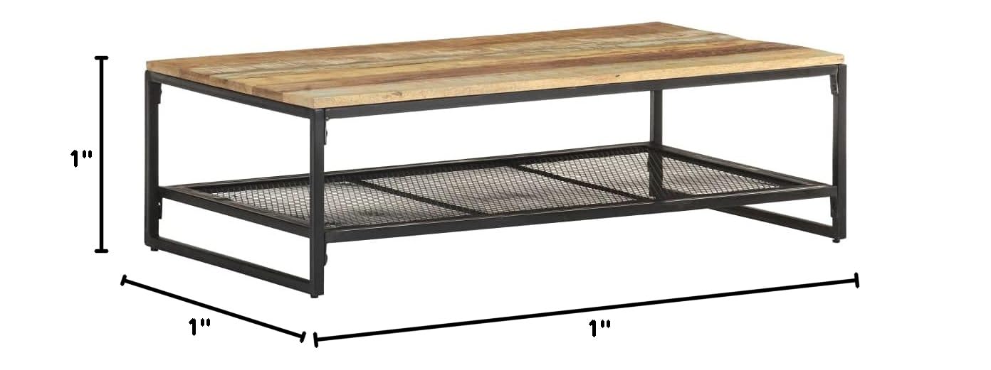 Rustic Reclaimed Wood Coffee Table with Storage - 43.3