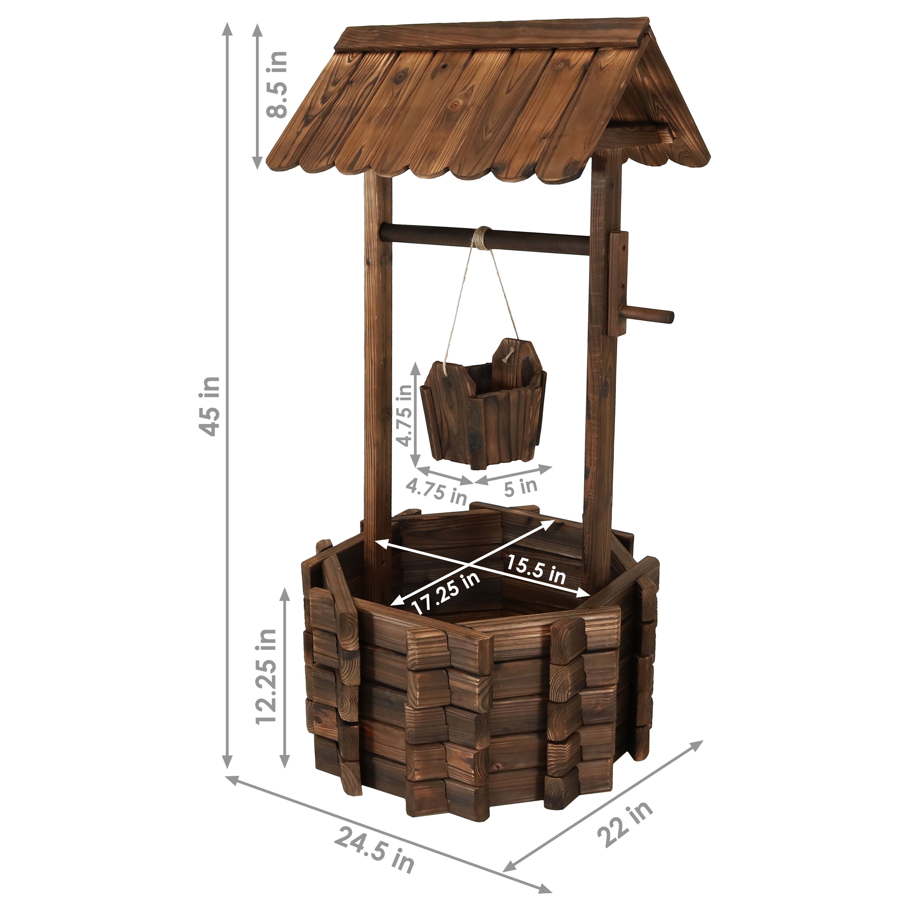 45in Wooden Garden Wishing Well Planter Cover for Outdoor Decor - Perfect for Backyard, Patio, and Lawn Decoration