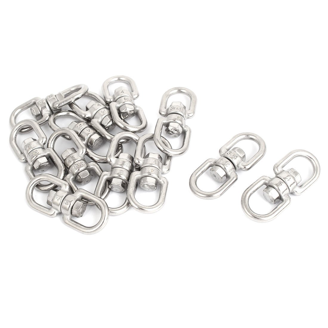 4mm Thick 304 Stainless Steel Double End Swivel Hooks - 12 Pack Marine Grade Boat Anchors for Fishing, Sailing & Docking - Heavy Duty Screw-in Chain Hooks for Secure Mooring