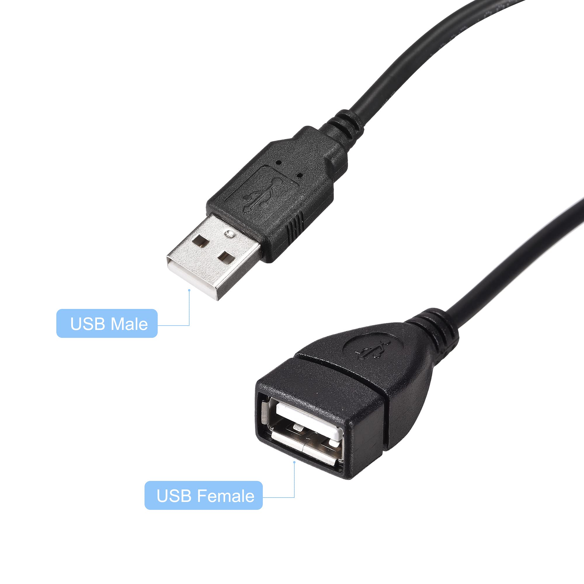 ON/Off Switch USB Extension Cable 3M (10ft) - Male to Female USB 2.0 Cord for LED Strip Lights, Desk Lamps & Computer Accessories | Durable Black Nylon Braided Wire for Home Office & Gaming Setup