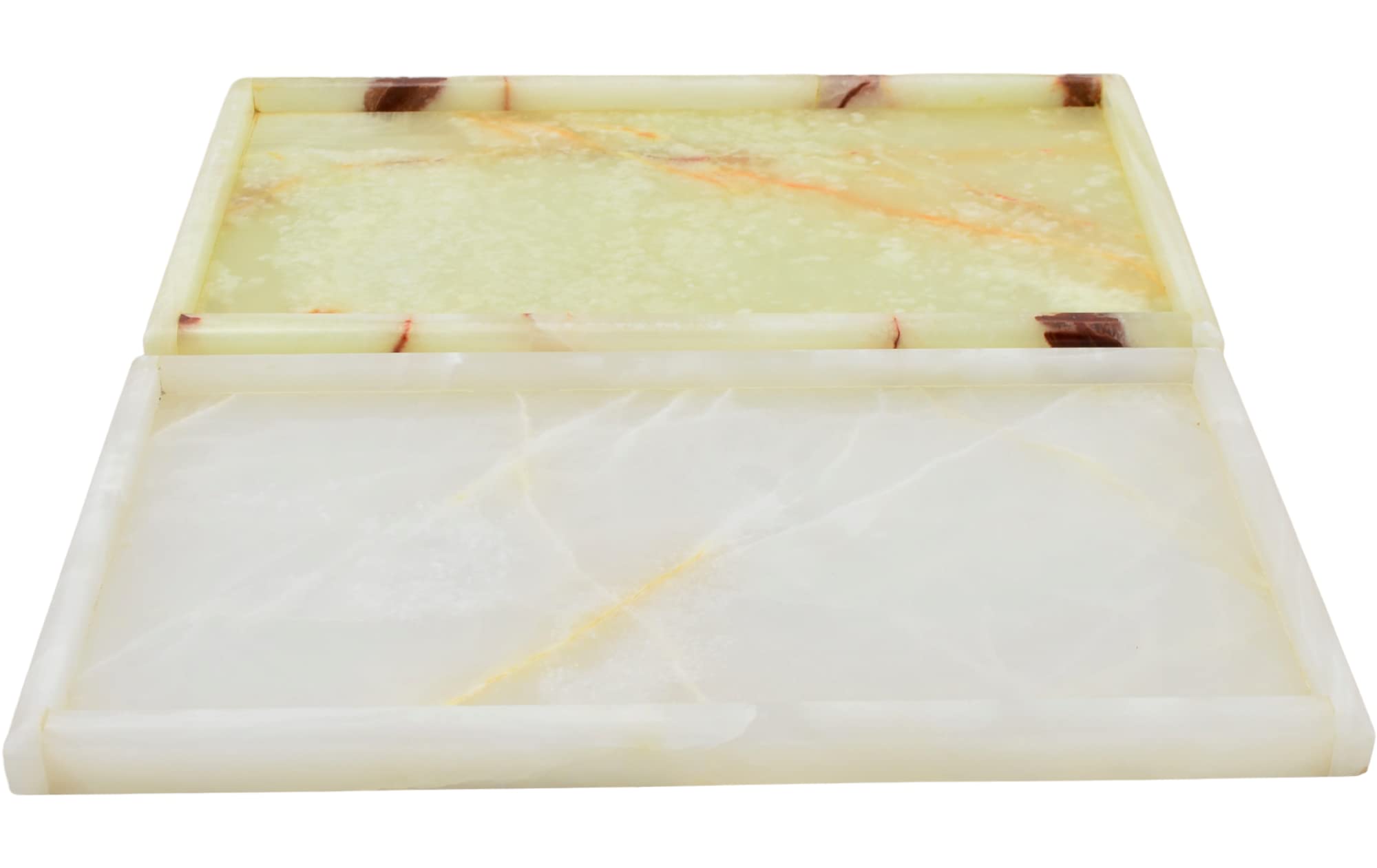 12-Inch White Onyx Bathroom Vanity Tray | Natural Stone Home Decor | Perfect for Organizing Jewelry, Perfume & Cosmetics in Bathroom or Bedroom