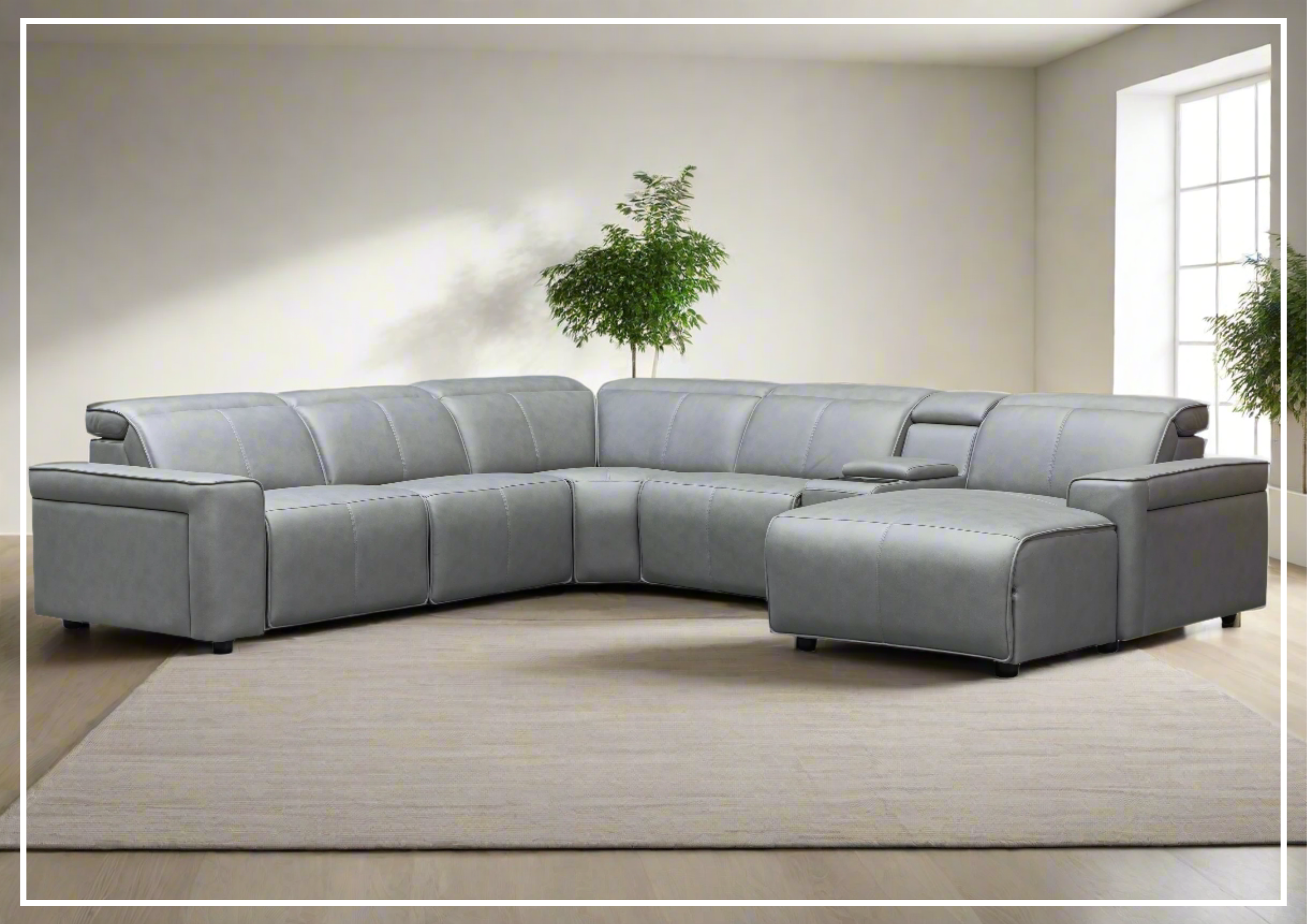 Klaussner Leonardo 6-Piece Power Recliner Sectional Sofa Set with USB Charging - Modern L-Shaped Living Room Furniture for Home Theater & Family Gatherings