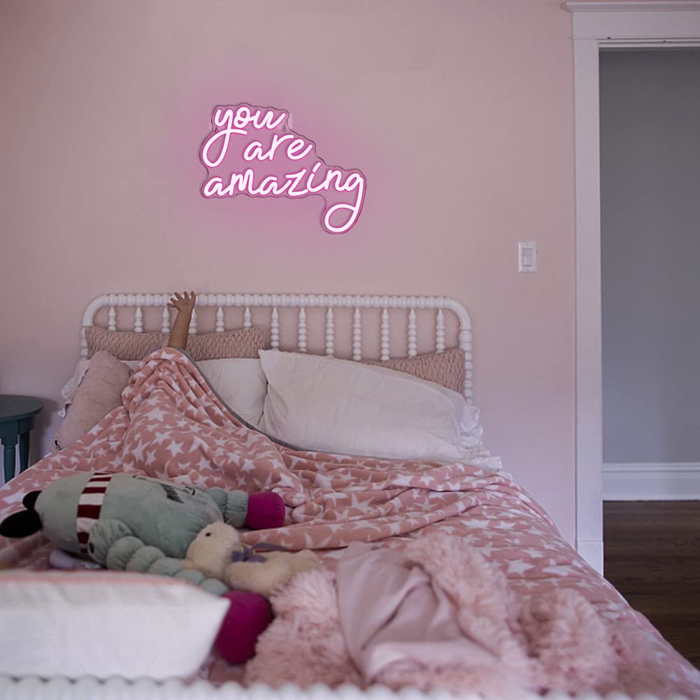 You Are Amazing Pink USB Neon Sign - LED Word Wall Light for Bedroom, Classroom, Home Bar, Man Cave - Perfect for Parties, Birthdays, Weddings & Gifts