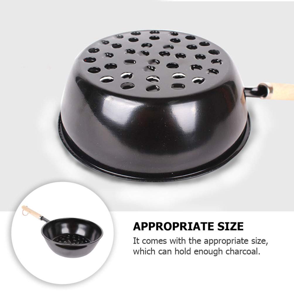 Happyyami Portable Camping Burner Pot & Chimney Charcoal Starter - Wooden Handle BBQ Brazier for Outdoor Grilling, Picnics, and Backyard Campfires