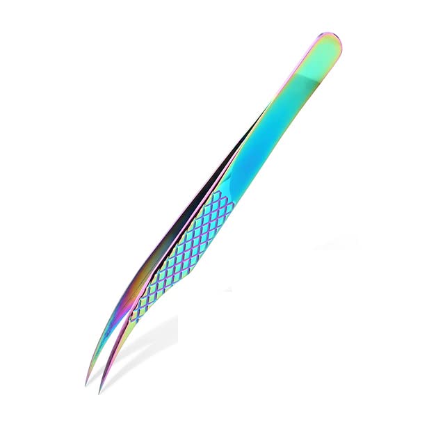 Premium 3D Volume Eyelash Tweezers - Stainless Steel Professional Eyebrow Tweezers for Individual & Strip Lash Extensions - Curved Tip for Precise Application - Perfect for Salon & Home Use