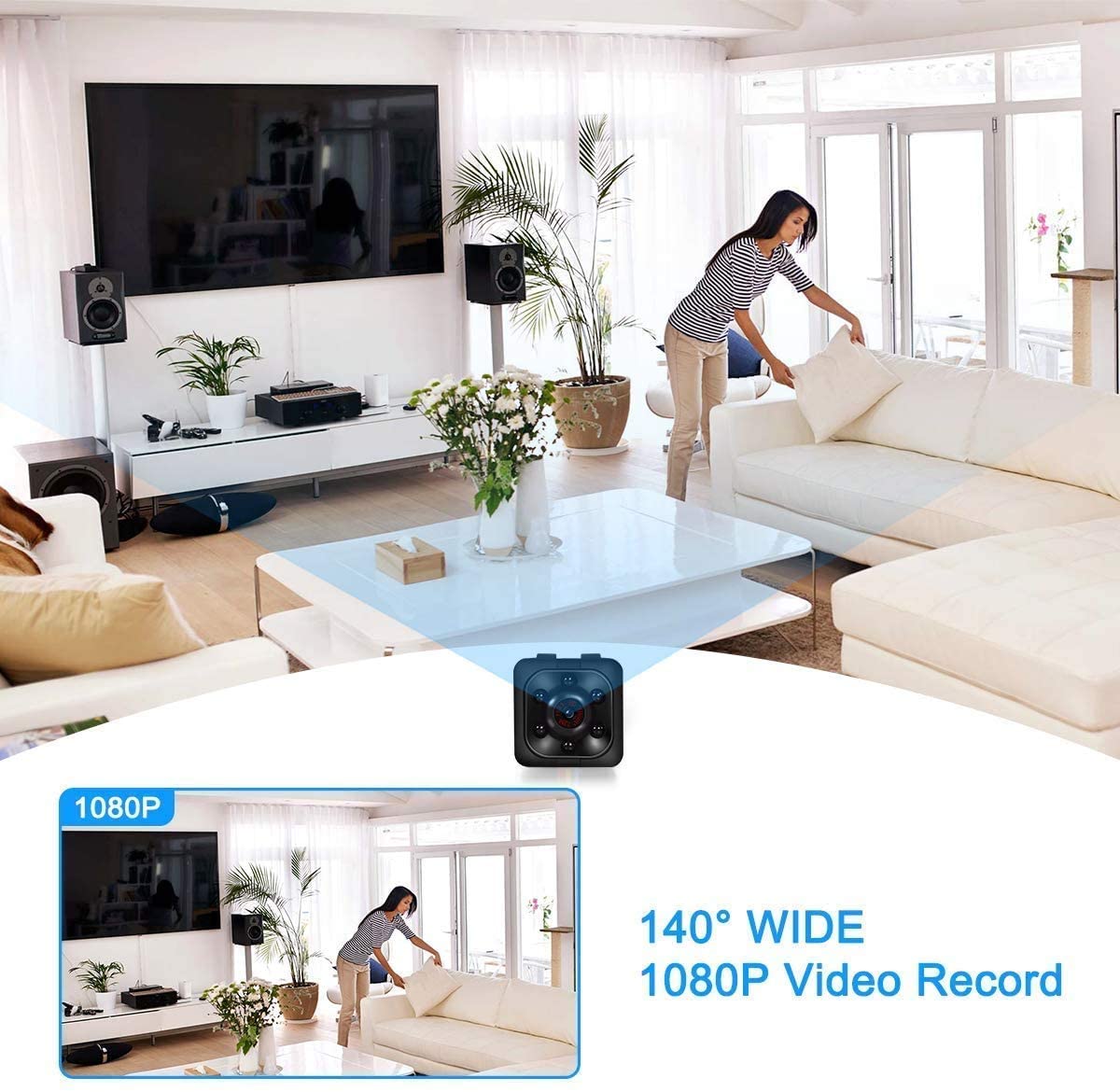 Mini Spy Camera with 32GB SD Card - HD Hidden Camera with Night Vision & Motion Detection | Wireless Nanny Cam for Home Security, Baby Monitor, Pet Surveillance & Office Use