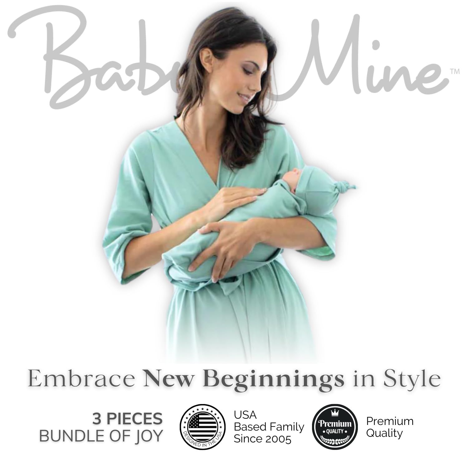 Mommy & Me Maternity Robe Set - Labor & Delivery Gown with Matching Swaddle for Newborns - Perfect Hospital Outfit