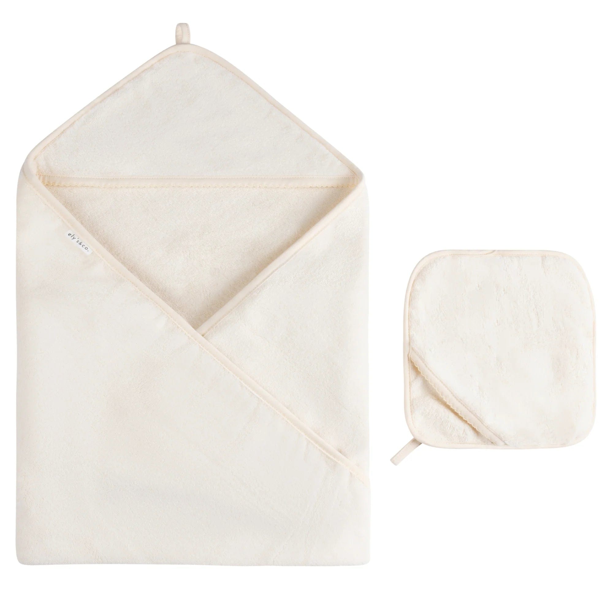 Elys & Co Scalloped Hooded Baby Towel with Pocket Washcloth - Soft Absorbent Bath Towel for Newborns, Infants & Toddlers - Perfect for Bath Time, Swimming & Beach Outings