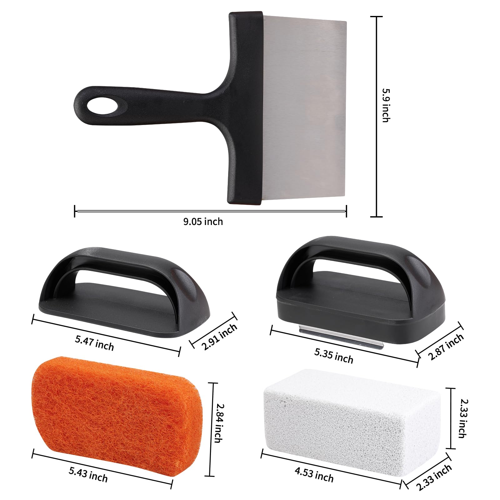 **Blackstone Griddle Cleaning Kit - Heavy Duty Grill Brush Set with Scraper, Scouring Pads & Cleaning Brick for Flat Top Grills - Perfect for Outdoor BBQ, Camping & Backyard Cooking**