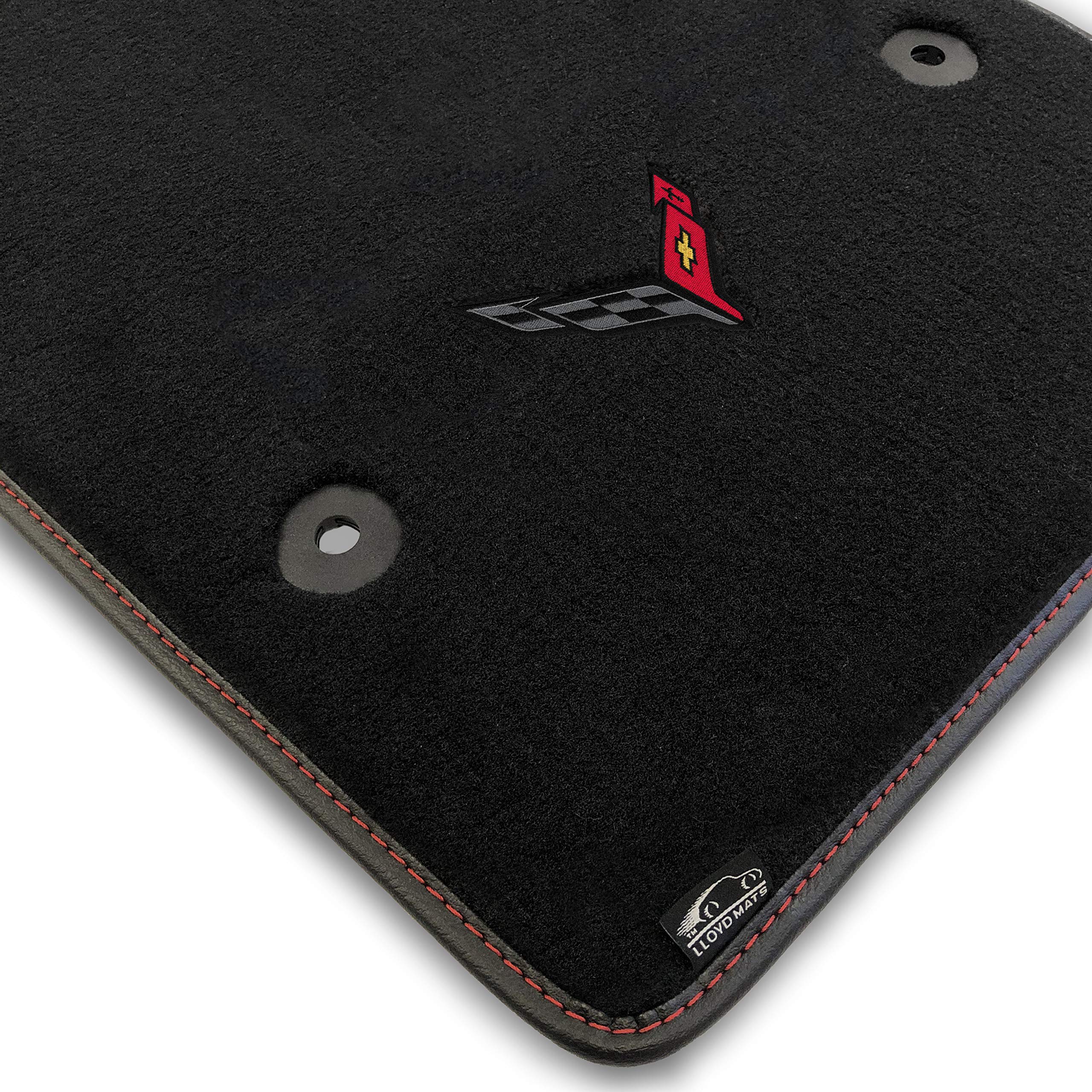 Premium Custom-Fit Carpeted Floor Mats for Corvette C8 2020-2024 - Luxury Car Floor Liners (Charcoal, 2-Piece Set with Carbon Logo) | Perfect for Daily Driving & Car Shows
