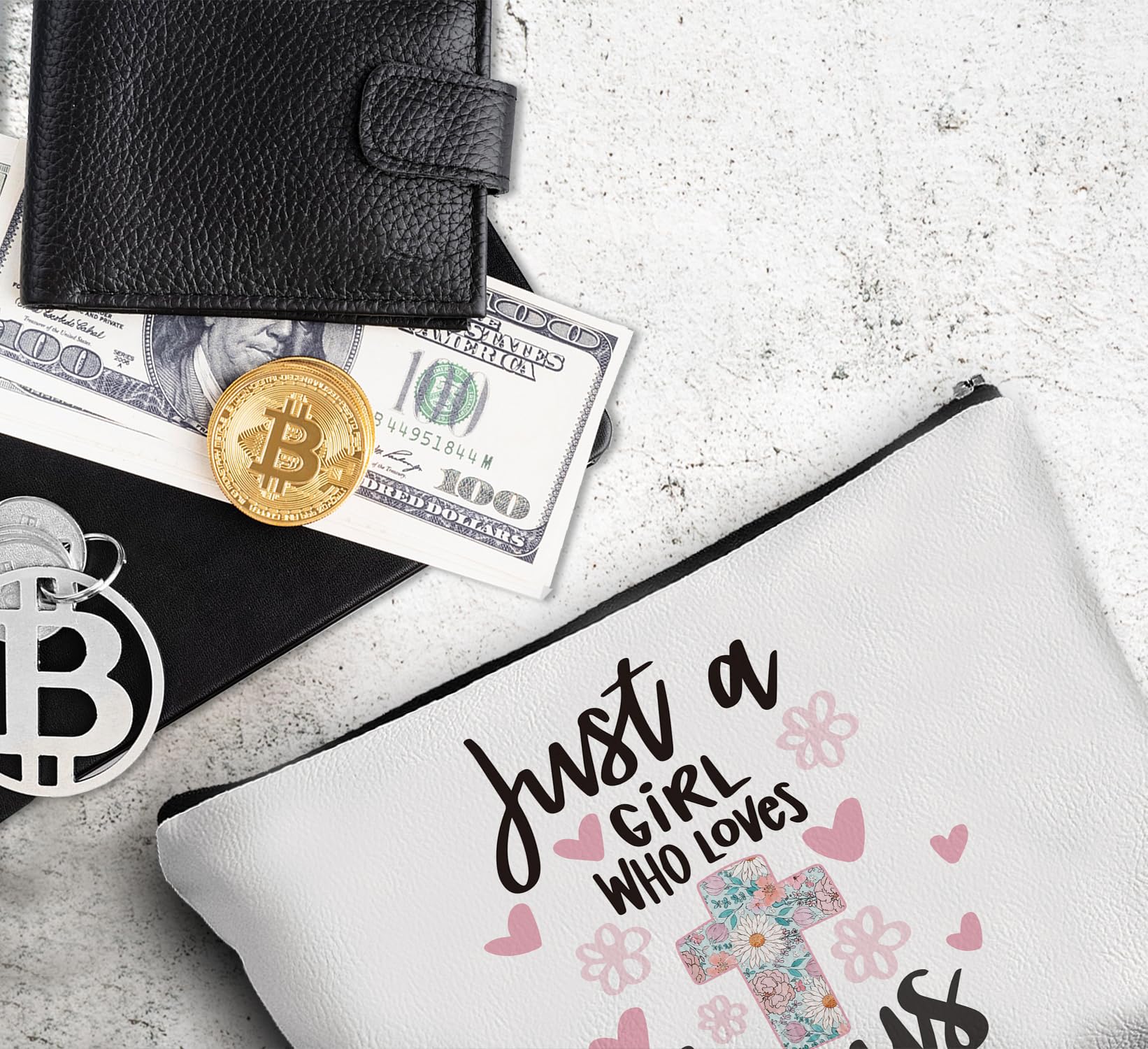 Christian Bible Verse Makeup Bag - Jesus Leather Zipper Pouch for Women | Perfect Gift & Cosmetic Organizer