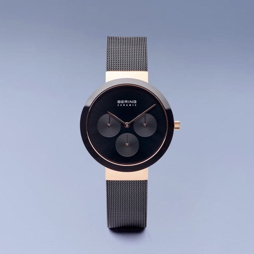 BERING 35036 Unisex Black Stainless Steel Mesh Strap Watch - Stylish & Durable for Everyday Wear, Business & Formal Occasions
