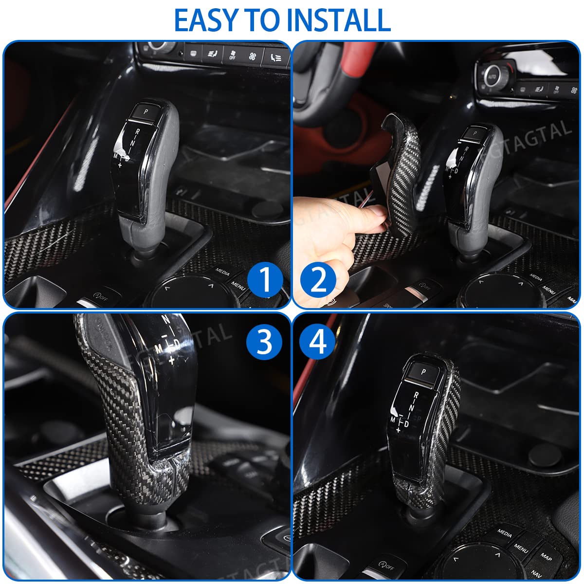 Premium Real Carbon Fiber Gear Shifter Head Cover for Toyota Supra GR A90 A91 MK5 (2019-2024) | Black Interior Gear Shift Knob Protector & Decoration | Perfect for Car Enthusiasts & Customization Projects