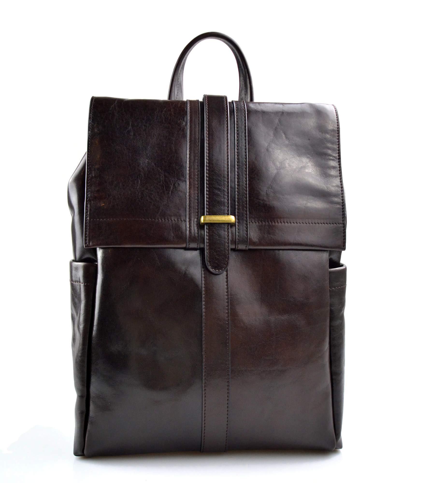 **Genuine Leather Backpack for Men & Women - Dark Brown Travel Bag, Weekender, Gym Bag, Lightweight Shoulder Satchel - Perfect for Work, Gym, Travel & Outdoor Adventures**