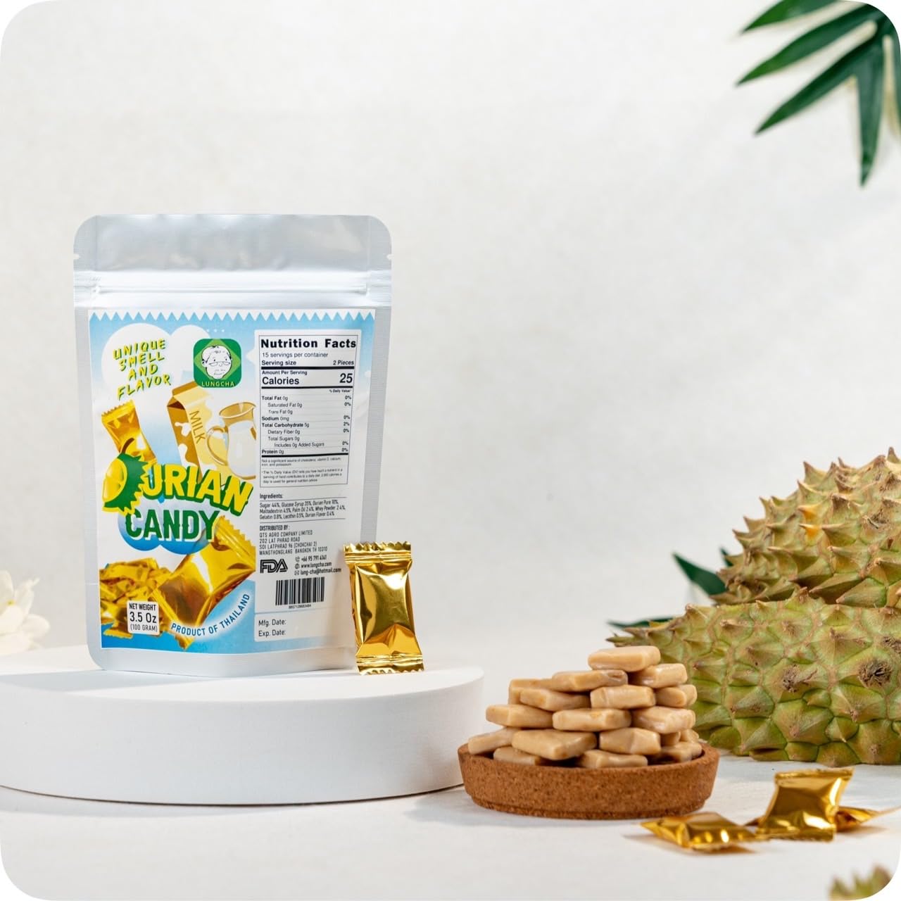 Premium Durian Flavored Toffee Candy - Exotic Tropical Fruit Flavor, Ready to Eat Snack (3.5oz) - Perfect for Asian Dessert Lovers, Unique Gift Idea for Candy Enthusiasts & Durian Fans - Great for Parties, Movie Nights and Sweet Cravings