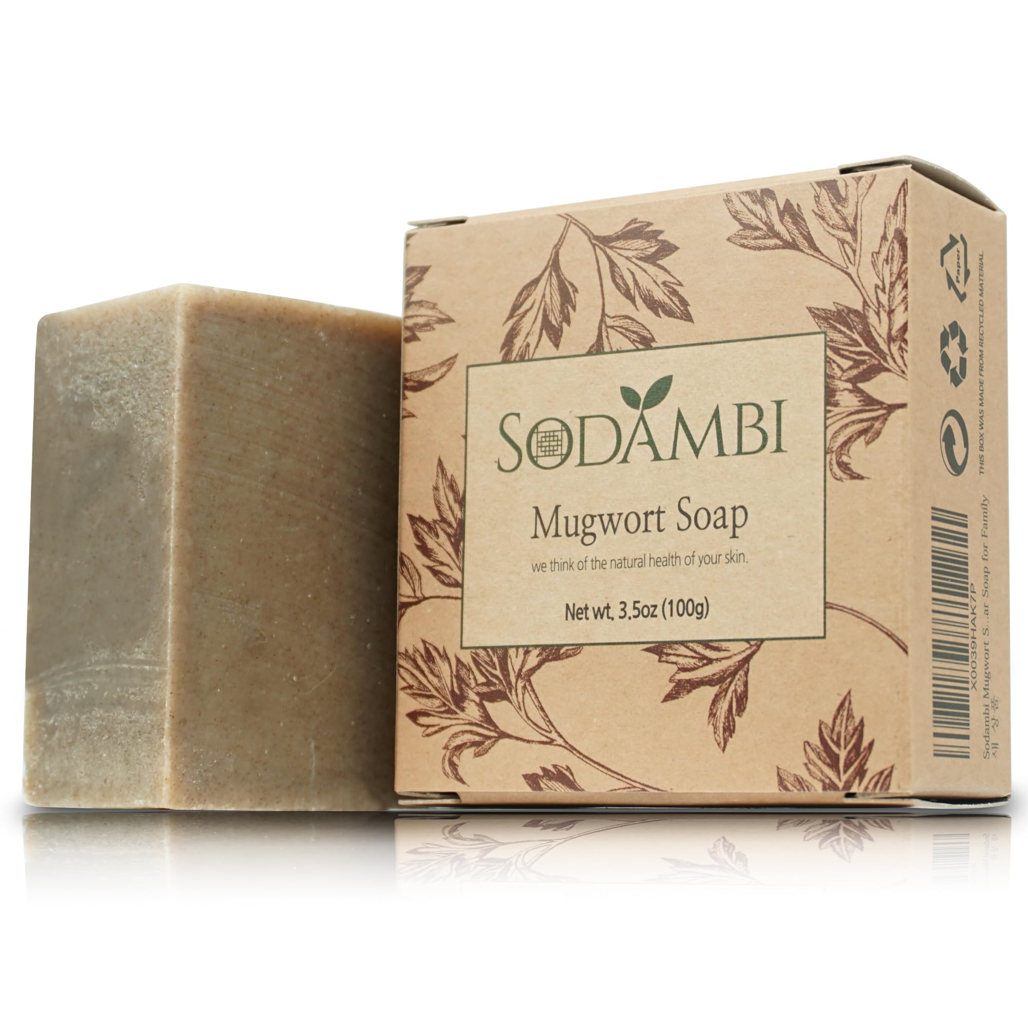 Premium Korean Mugwort Soap - All-Natural Herbal Soap for Women & Men with Vitamins A & C - Moisturizing Antioxidant Face & Body Wash - 3.5oz - Perfect for Acne-Prone Skin & Sensitive Skin Care Routine