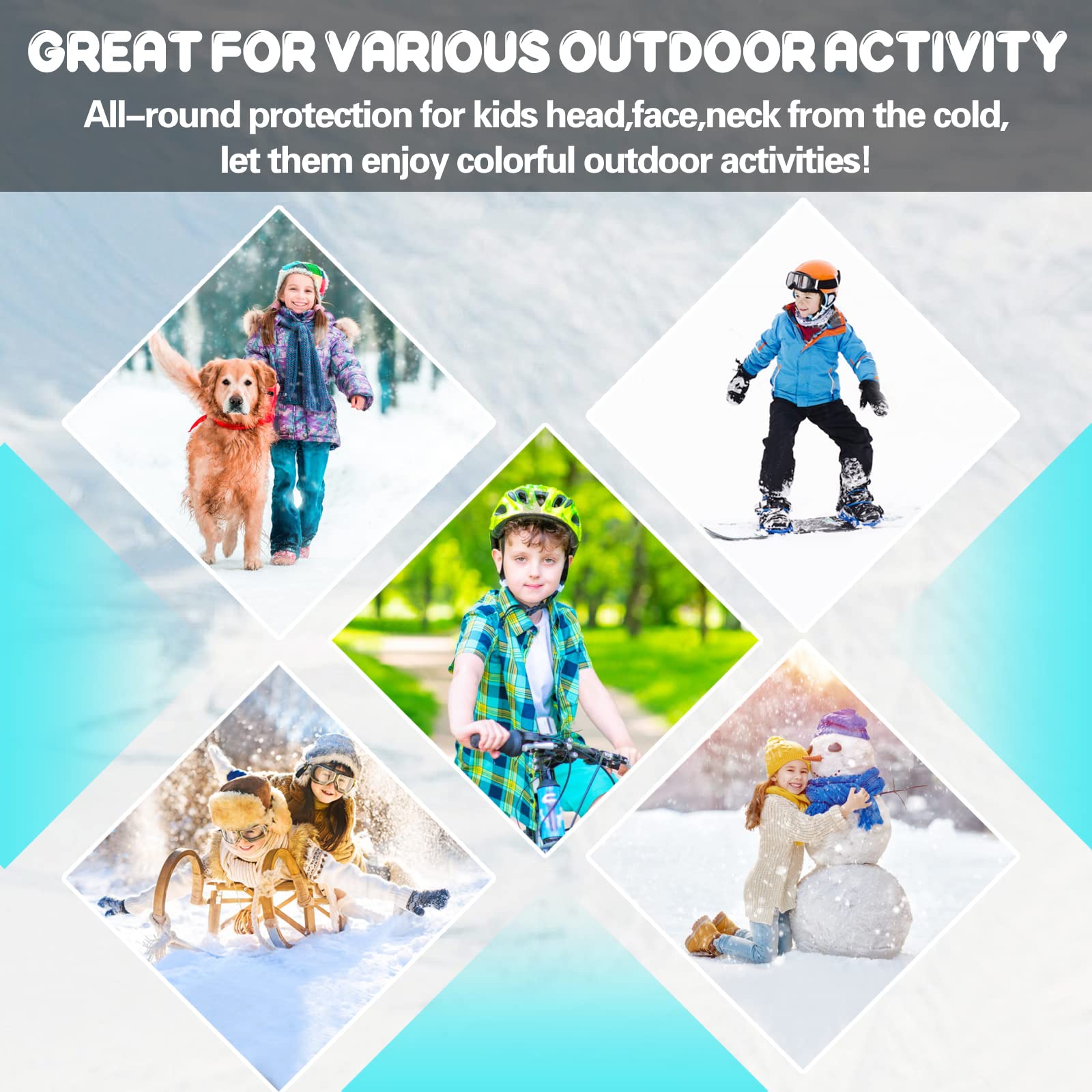 Breathable Kids Balaclava Ski Mask - Windproof Winter Face Mask & Neck Warmer for Boys & Girls - Perfect for Skiing, Running, Cycling & Outdoor Winter Activities