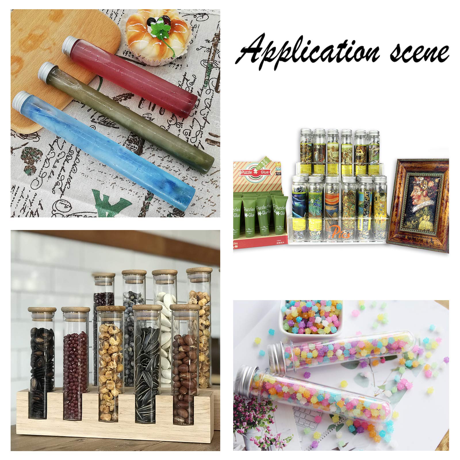 100pcs Clear Plastic Tube Bead Containers - 15ml Transparent Empty Storage Tubes with Lids (75x13mm/2.9x0.5