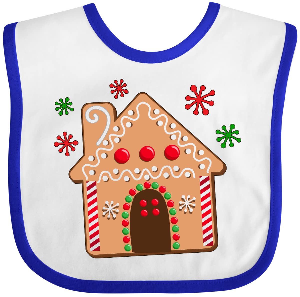 Inktastic Gingerbread House Cookie with Snowflakes Baby Bib - Adorable Christmas Feeding Bib for Infants & Toddlers - Perfect for Holiday Meals, Photo Shoots & Family Gatherings