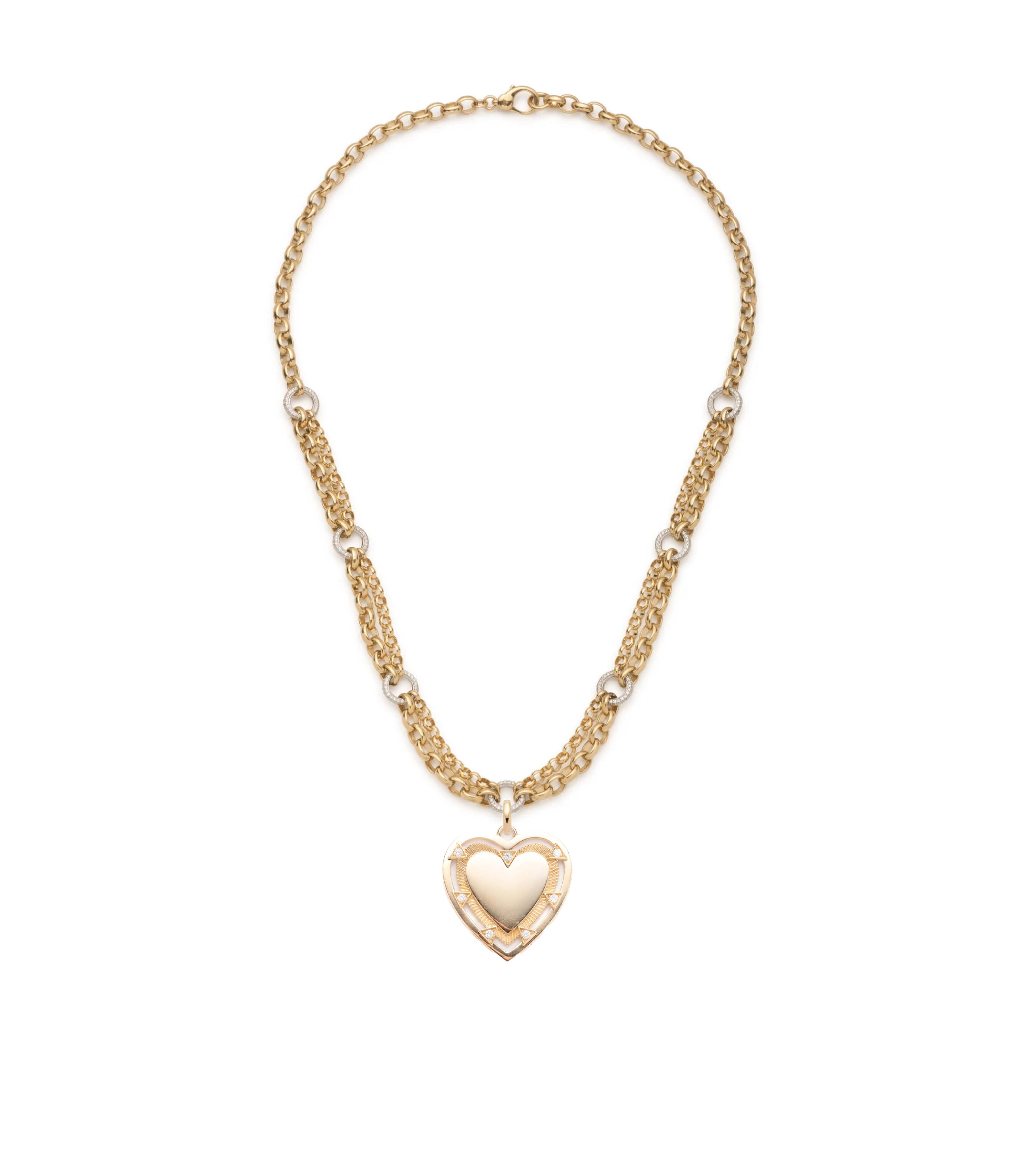 Elegant Heart Festoon Necklace in 14K Yellow Gold with Pave Diamonds | Perfect for Valentine's Day, Anniversary & Romantic Gifts